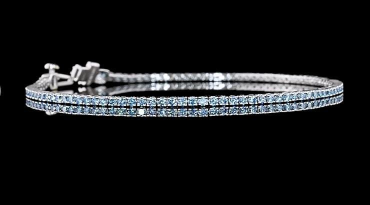 1.5 Carat Lab Grown Round Shape Blue Diamond Bracelet