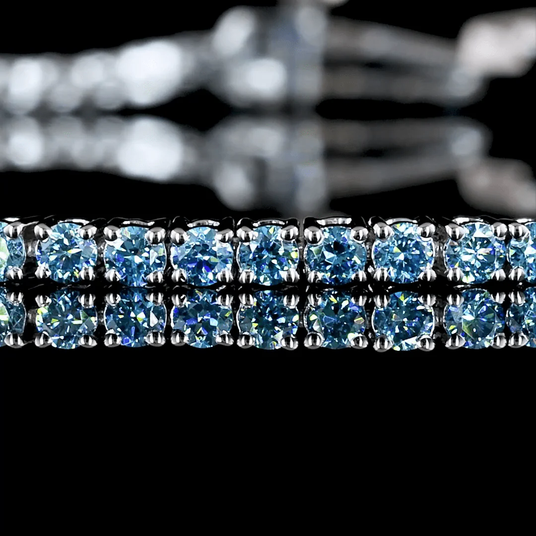 1.5 Carat Lab Grown Round Shape Blue Diamond Bracelet - Image 2