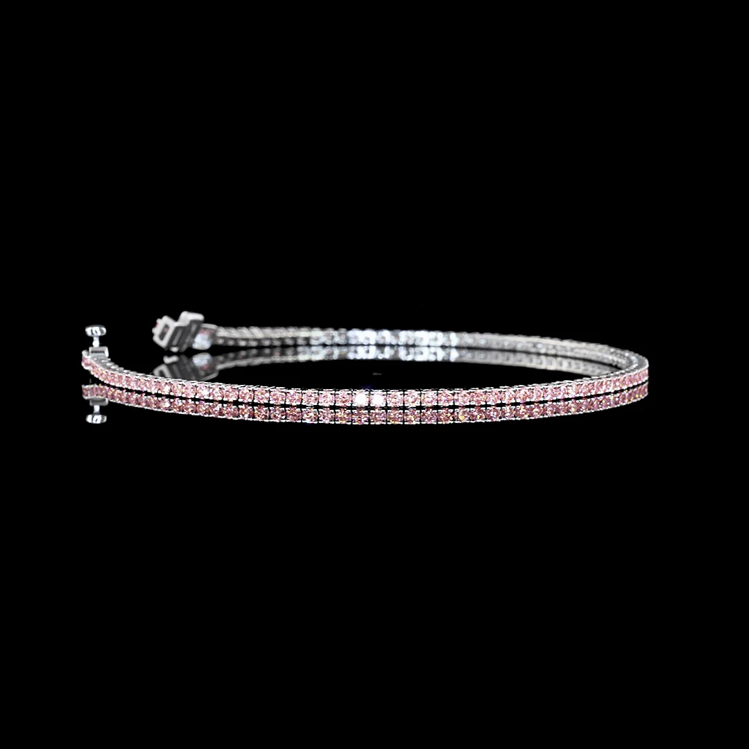 1.5 Carat Lab Grown Round Shape Pink Diamond Bracelet