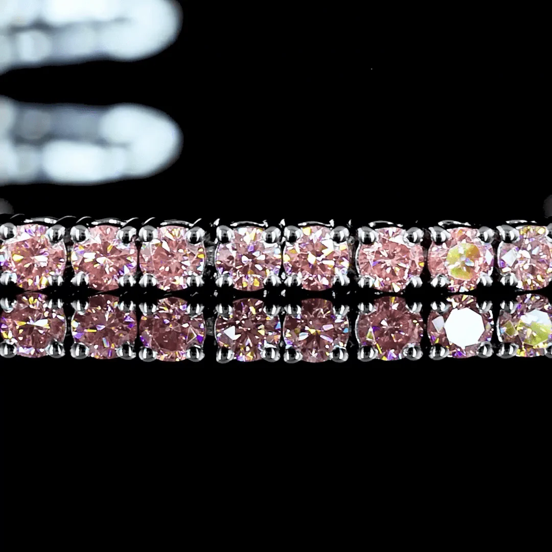 1.5 Carat Lab Grown Round Shape Pink Diamond Bracelet - Image 2