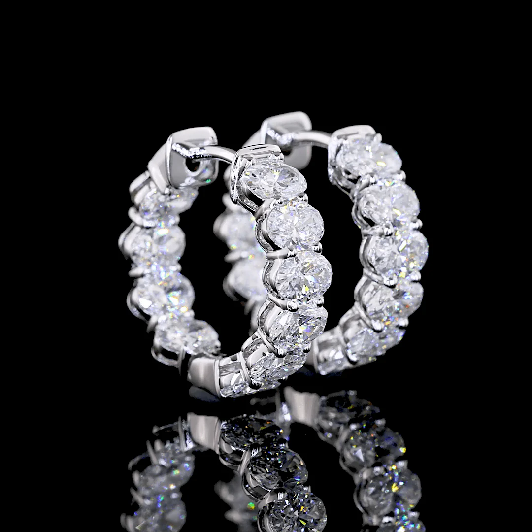 1.9 Carat Oval Lab Grown Diamond Huggie Earrings - Image 3