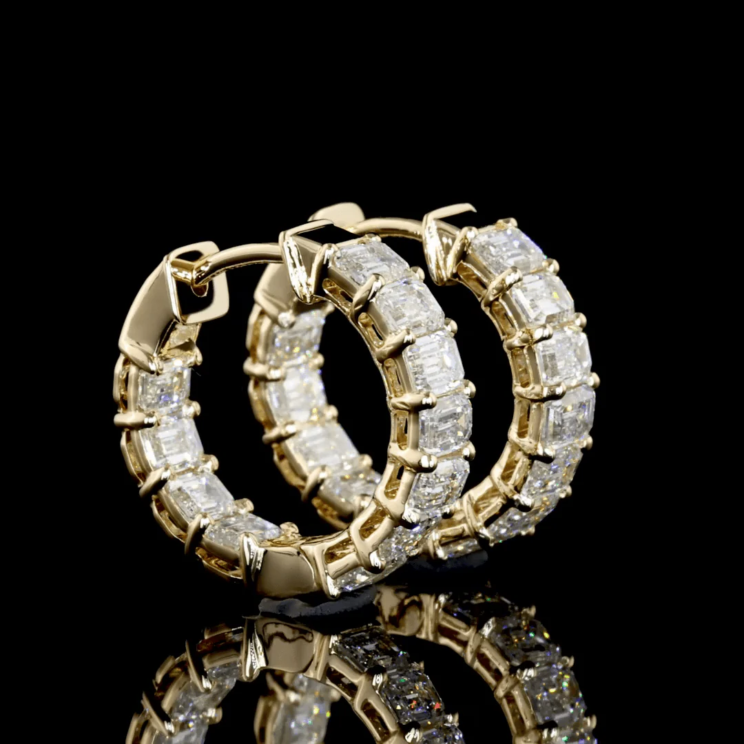 2 Carat Lab Grown Huggie Earrings in Yellow Gold - Image 4
