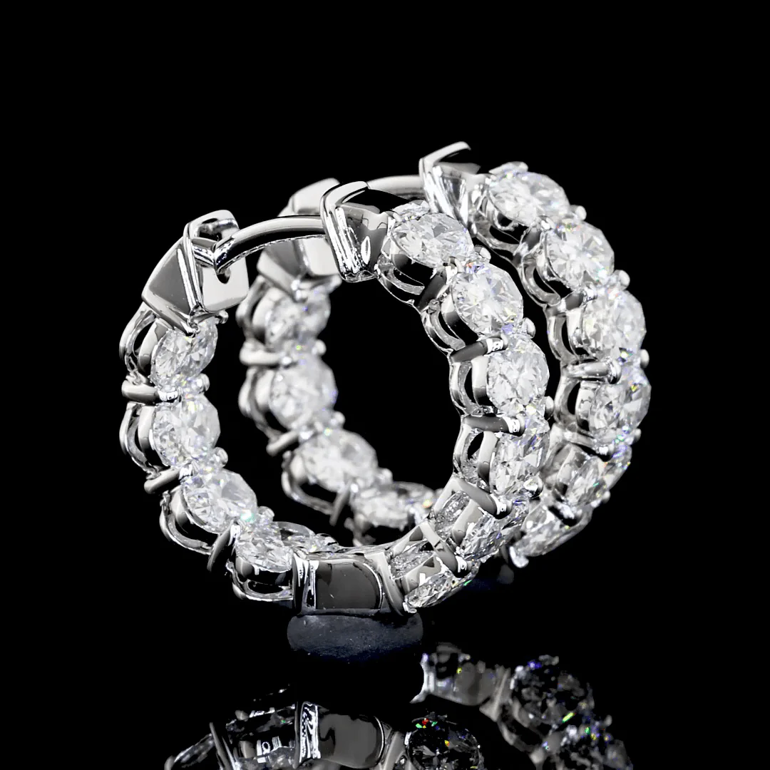 2.04 Carat Lab Grown Oval Shape Huggie Earrings - Image 5