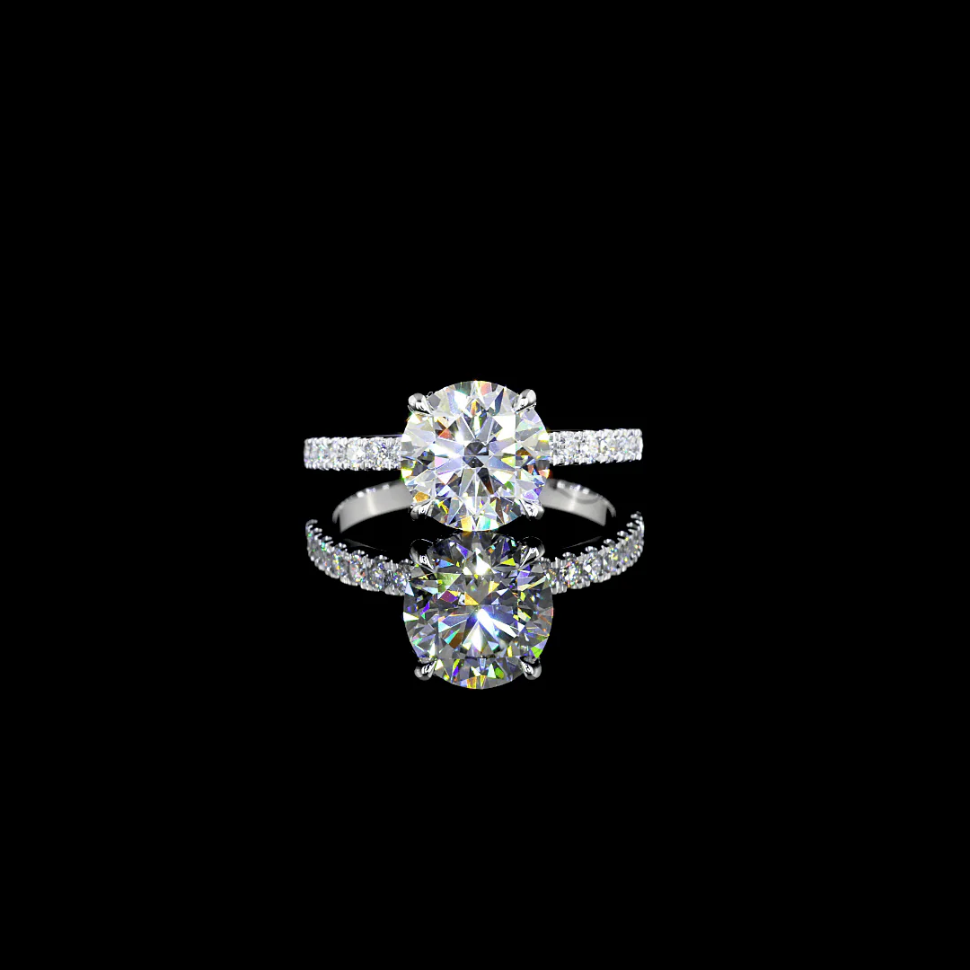 2.4 Carat Round Shape Hidden Halo Lab Grown Diamond Ring