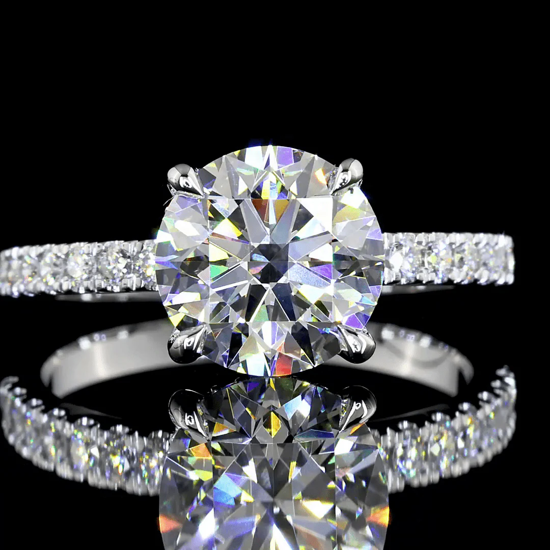 2.4 Carat Round Shape Hidden Halo Lab Grown Diamond Ring - Image 3