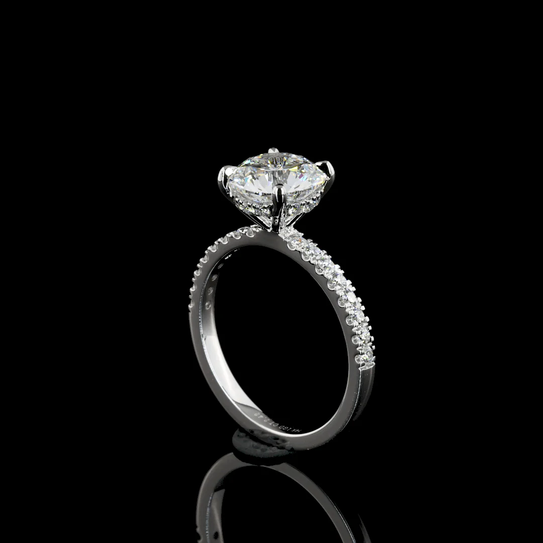 2.4 Carat Round Shape Hidden Halo Lab Grown Diamond Ring - Image 4