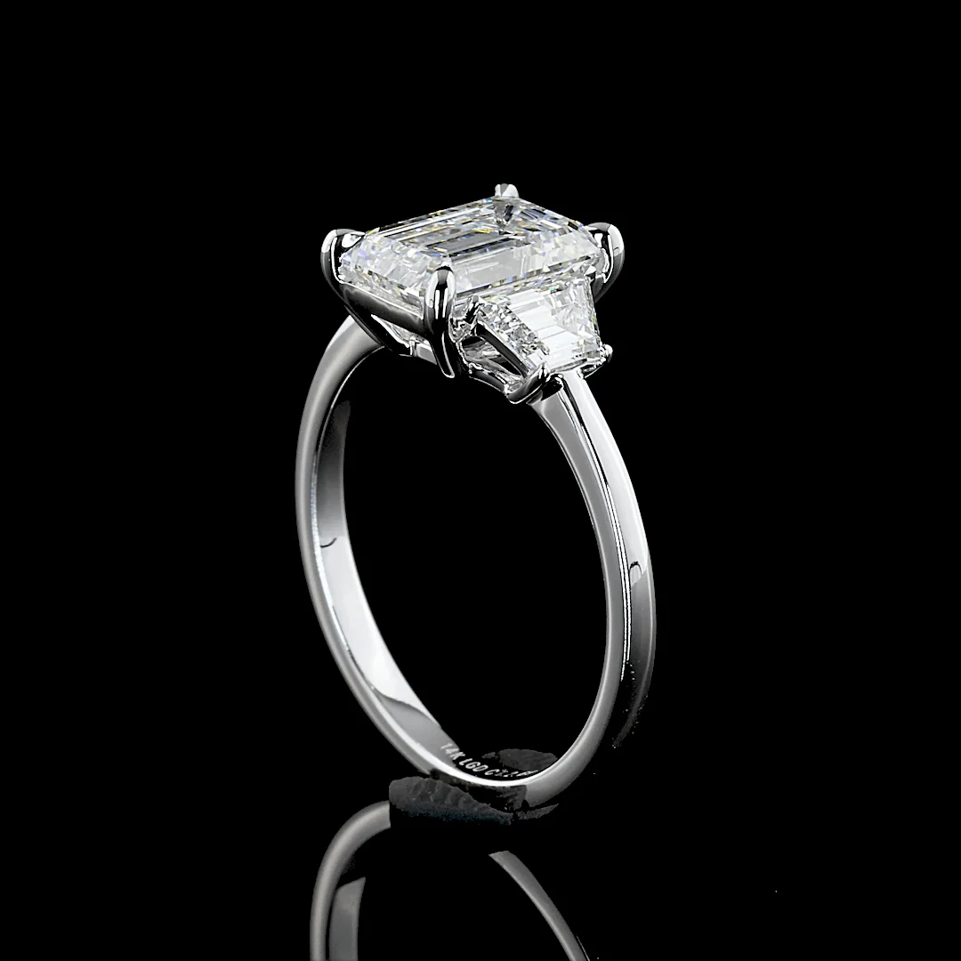 2.8 Carat Emerald Lab Grown Diamond Three-Stone Ring - Image 3