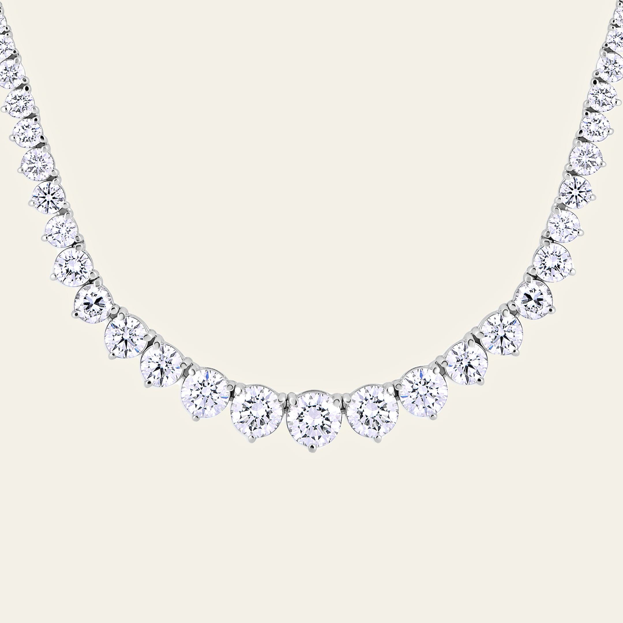 Riviera 21 Carat Graduated Diamond Tennis Necklace - Image 3