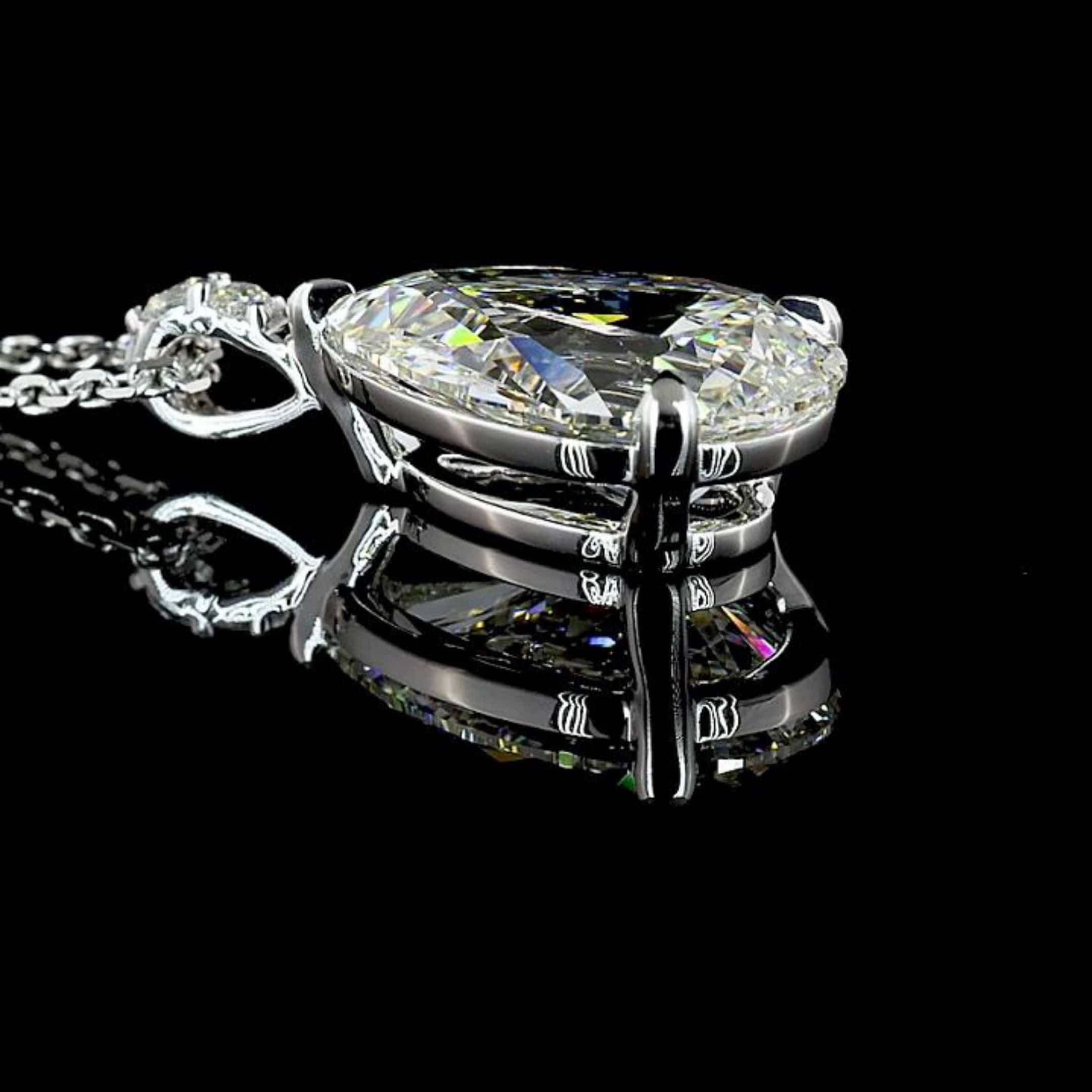 3.3 Carat Pear Lab Grown Diamond Necklace - Image 4