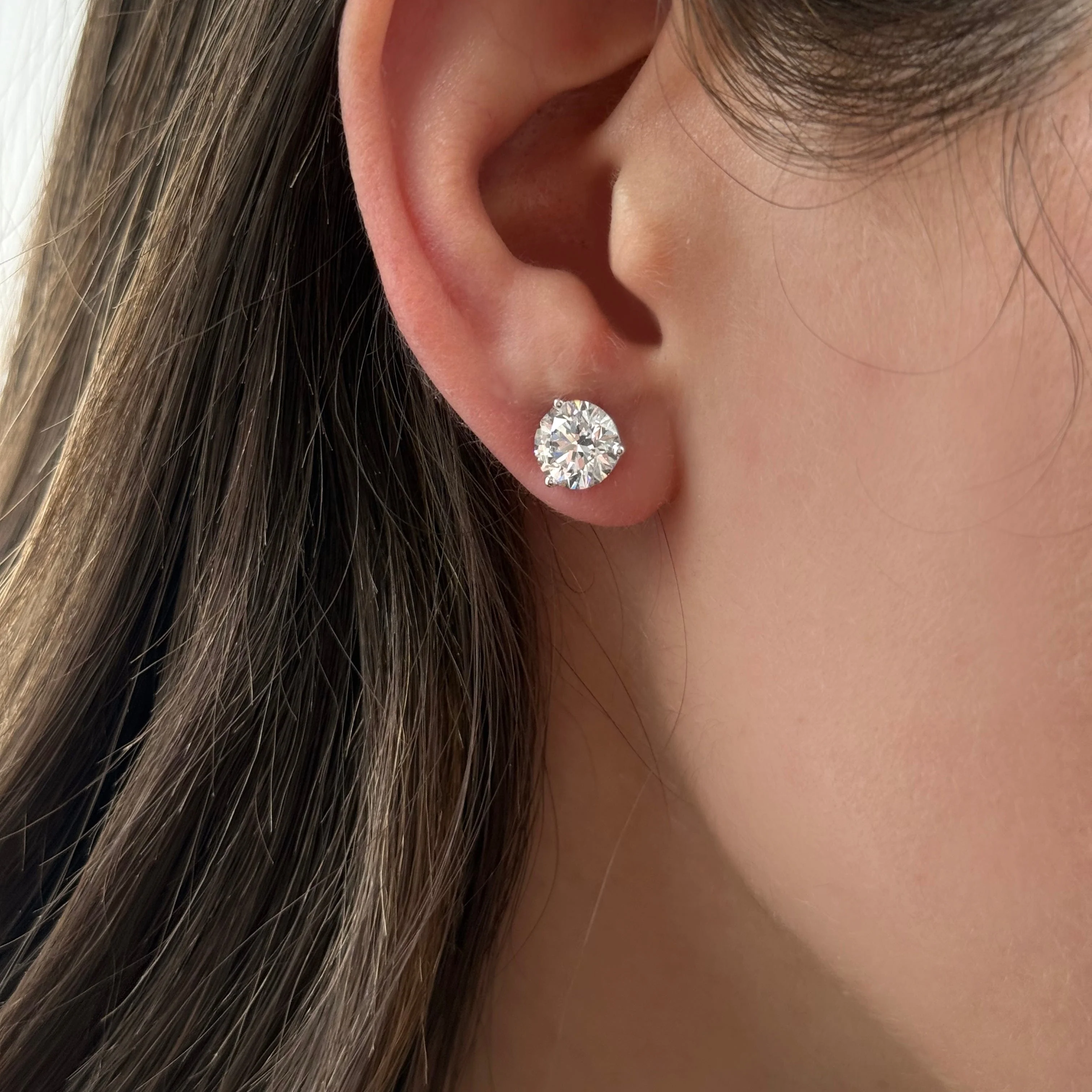 3.5 Carat Lab Grown Diamond Stud Earrings - Image 2