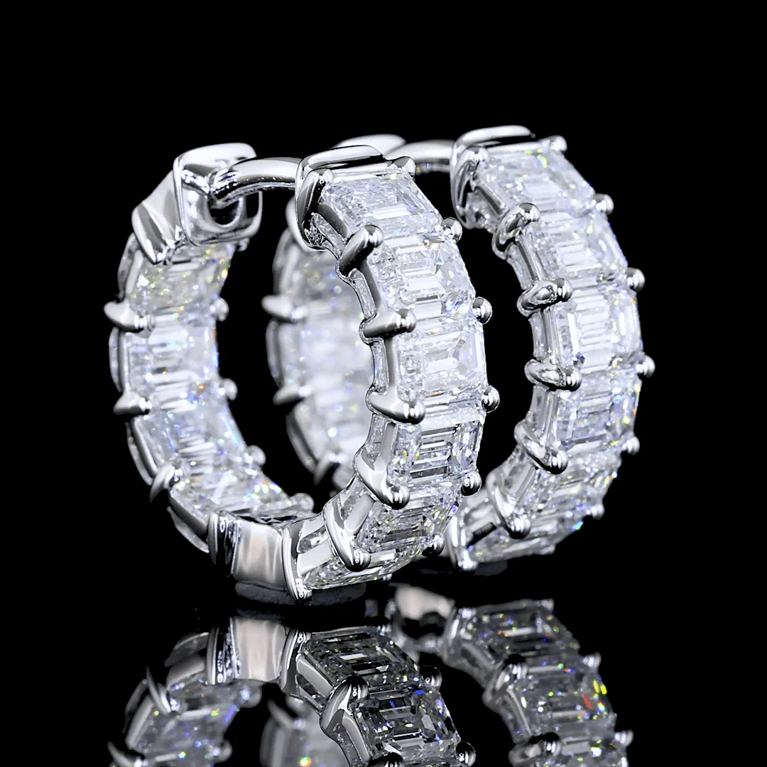 3 Carat Lab Grown Huggie Earrings in White Gold - Image 5