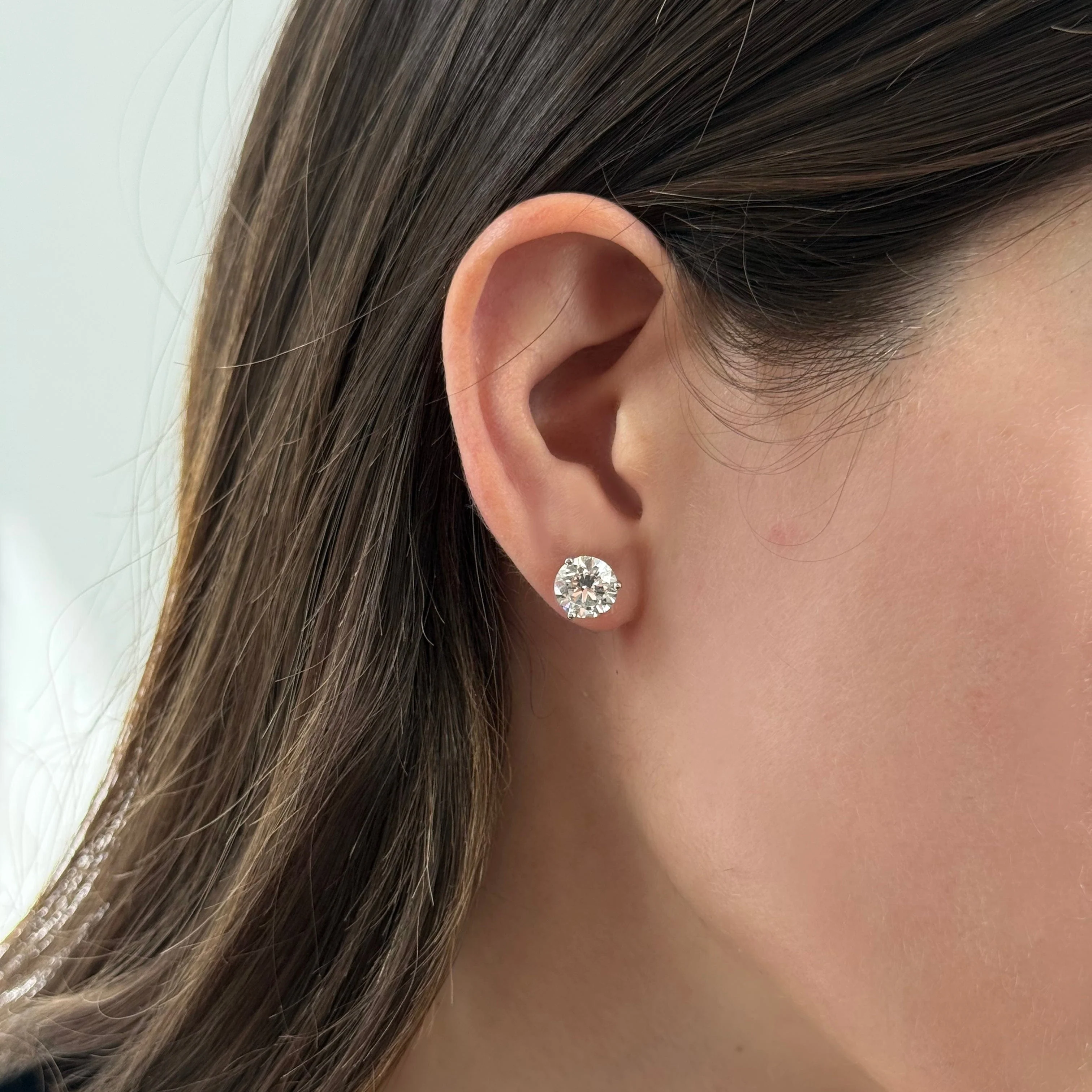 4 Carat Diamond Stud Earrings - Image 2
