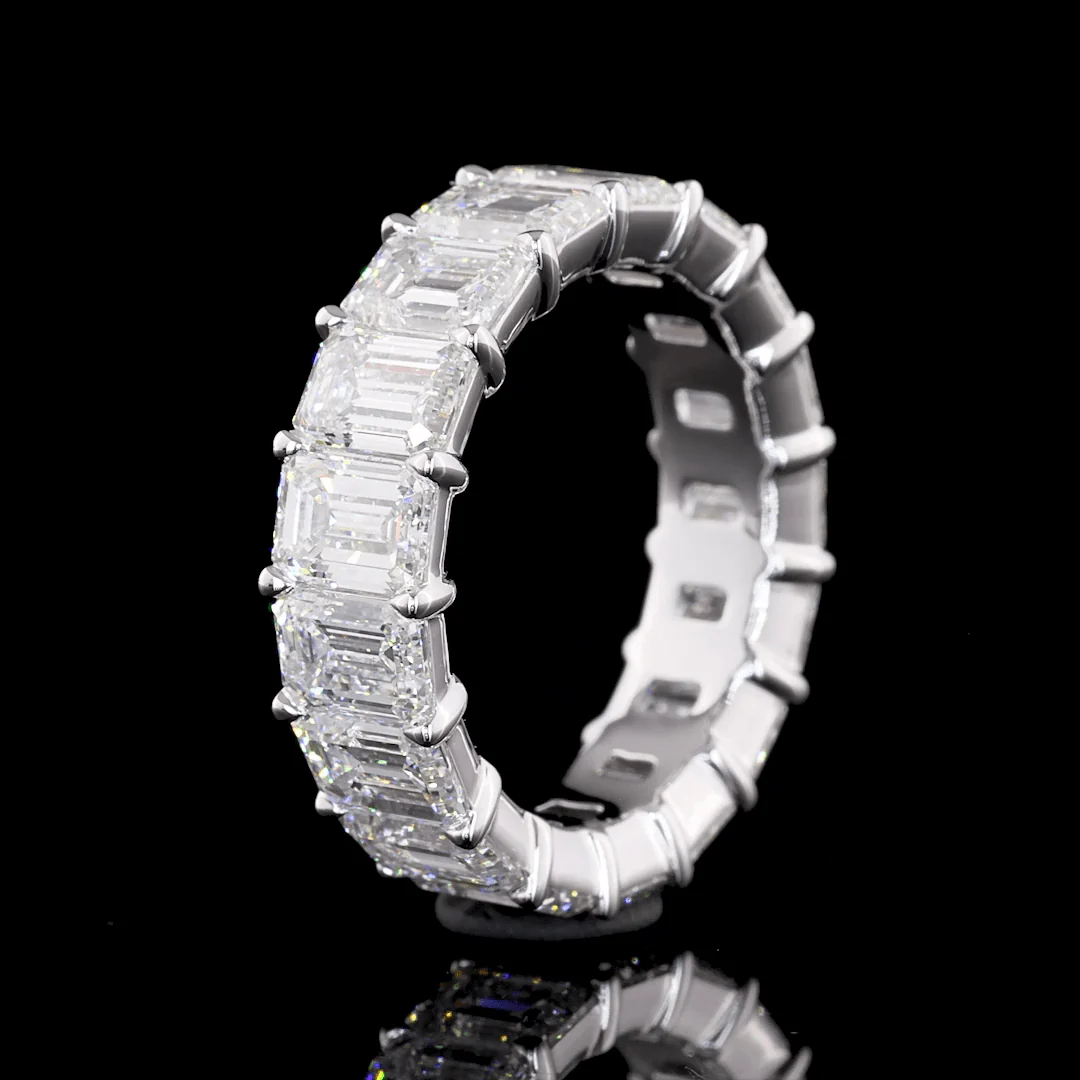 6 Carat Emerald Lab Grown Diamond Eternity Ring - Image 4