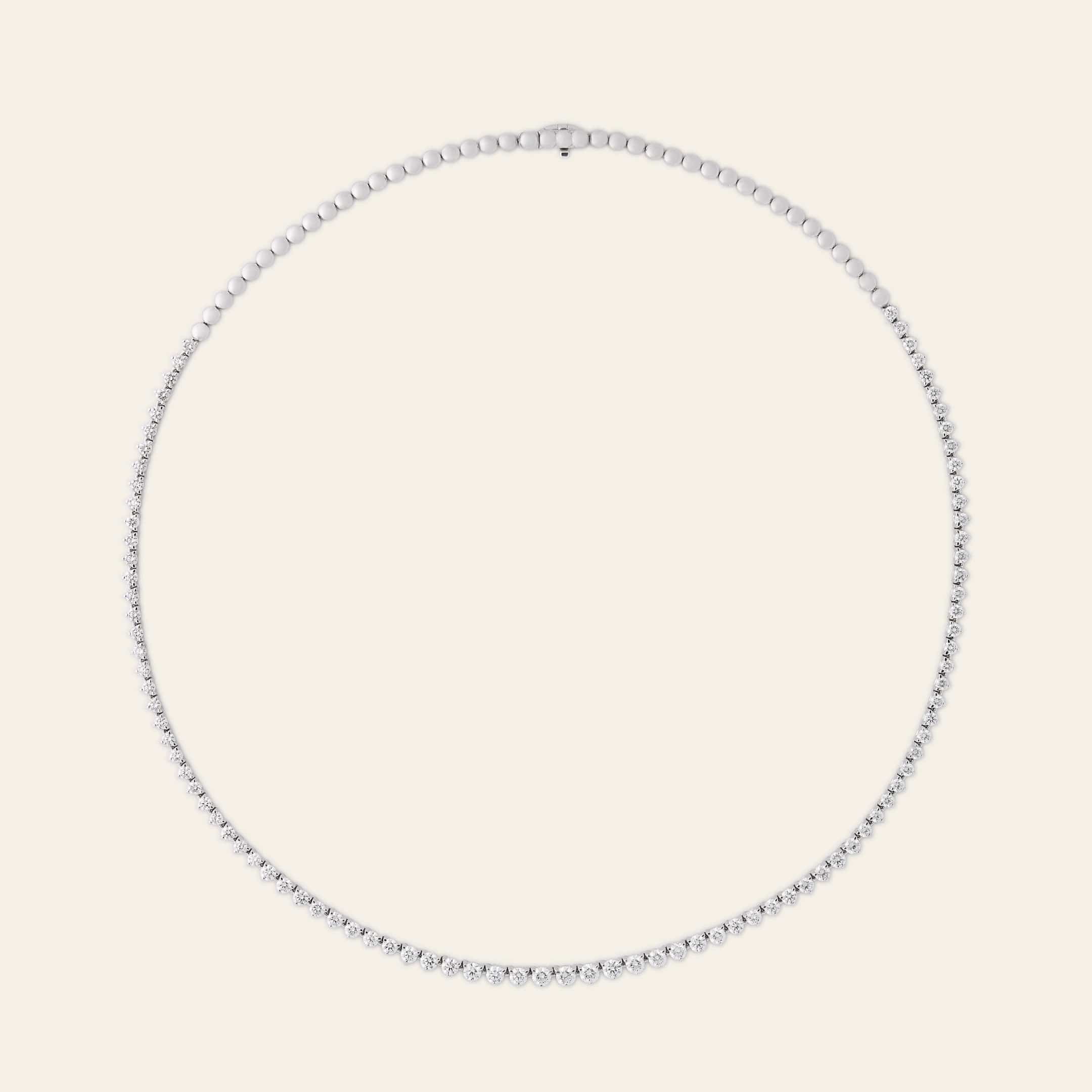 Riviera 5 Carat Three Prong Graduating Diamond Tennis Necklace