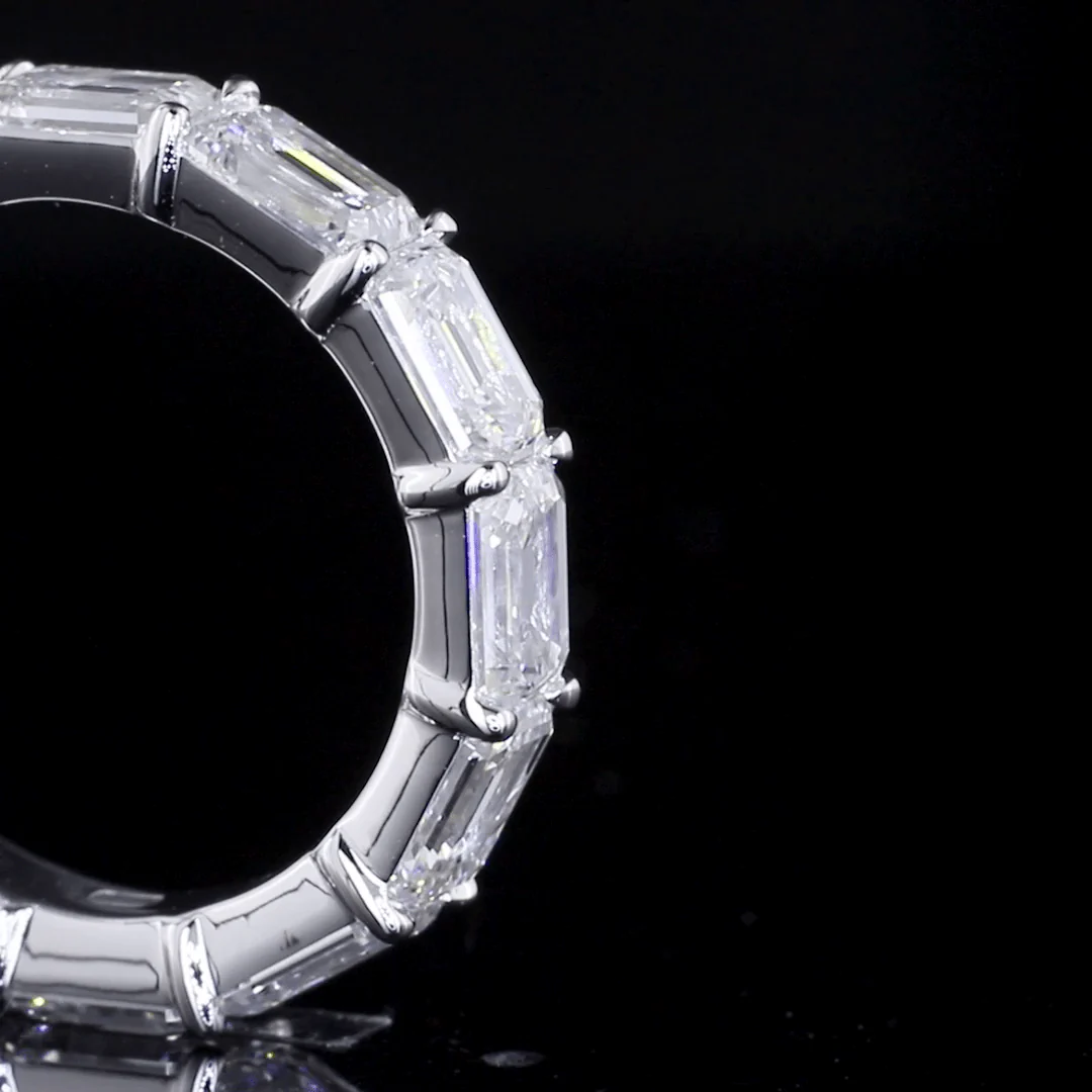 6 Carat Emerald Lab Grown Diamond Eternity Ring - Image 3