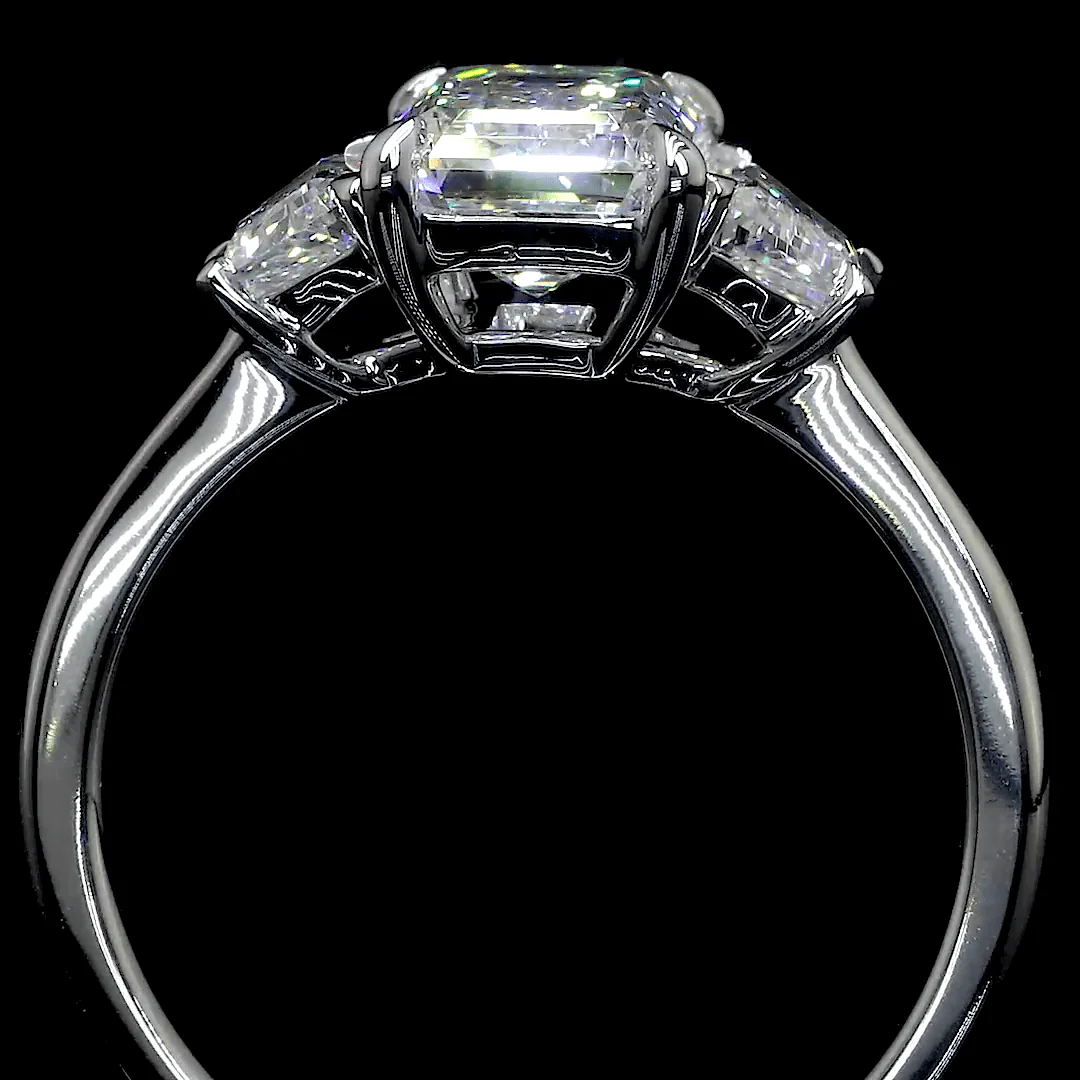 6.9 Carat Emerald Lab Grown Diamond Three-Stone Ring - Image 3