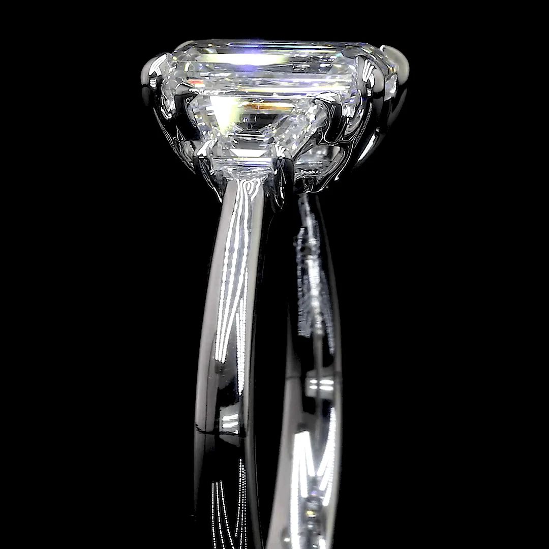 6.9 Carat Emerald Lab Grown Diamond Three-Stone Ring - Image 5