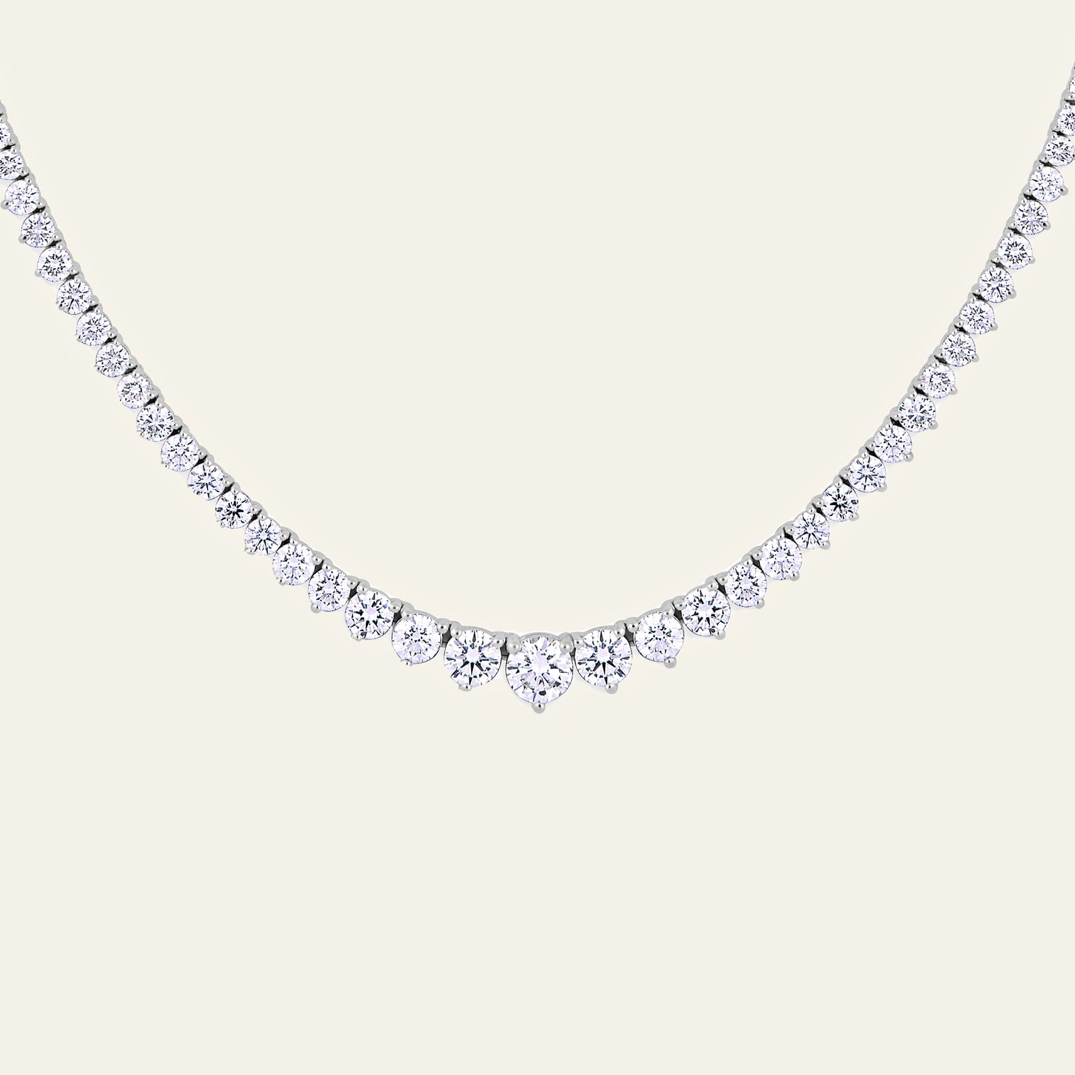 Riviera 8 Carat Graduated Diamond Tennis Necklace - Image 3