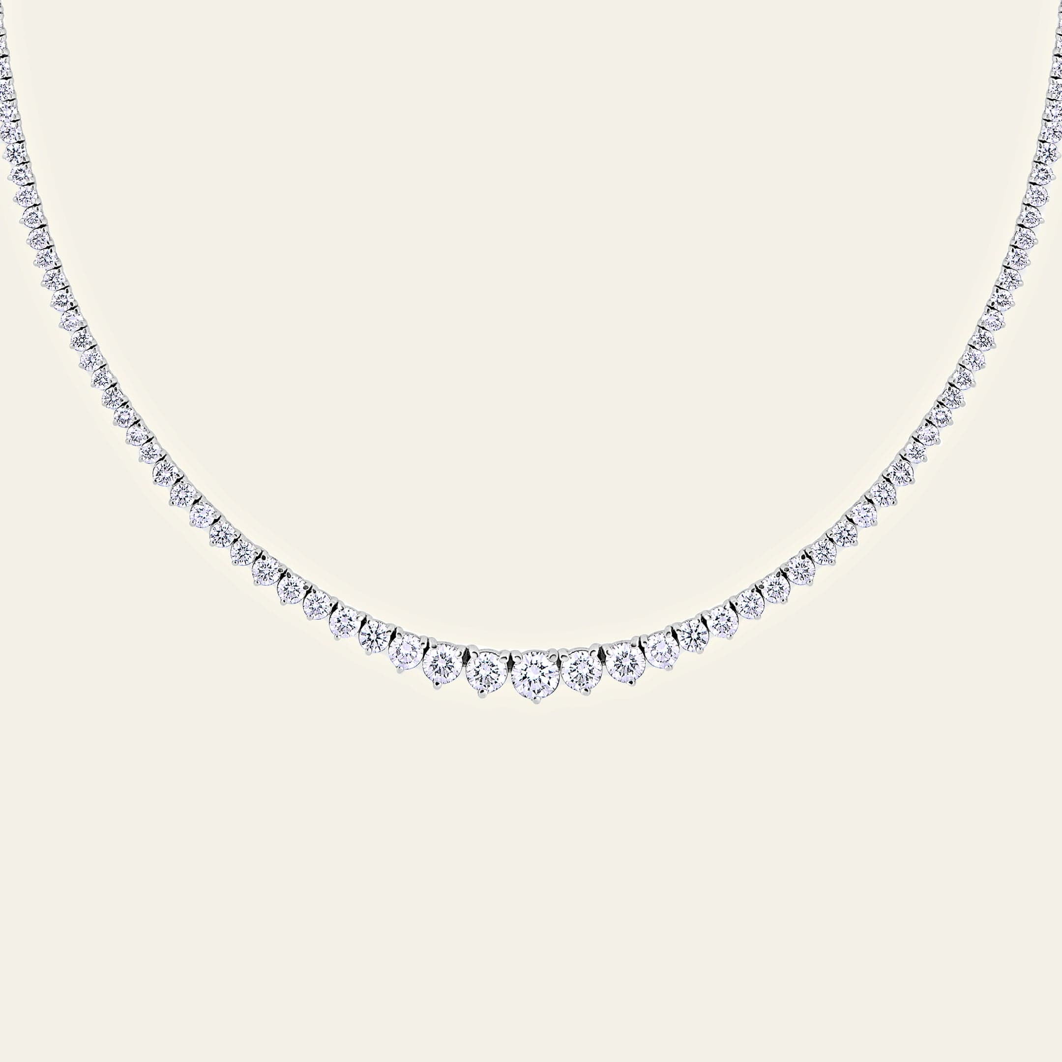 Riviera 8 Carat Graduated Diamond Tennis Necklace - Image 3