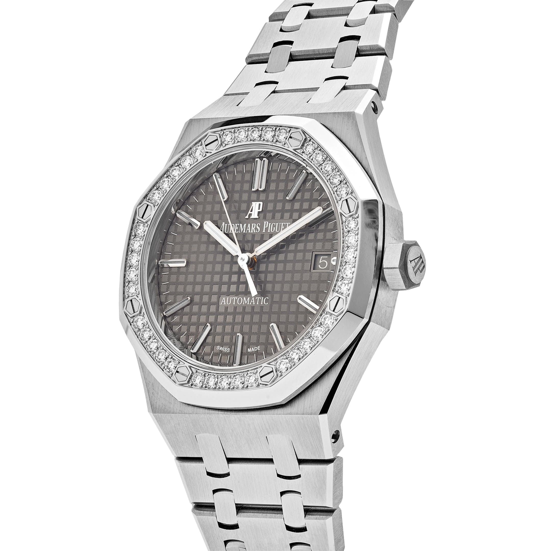 Audemars Piguet Royal Oak 15451ST.ZZ.1256ST.02 Stainless Steel Grey Dial Diamond Bezel - Image 3