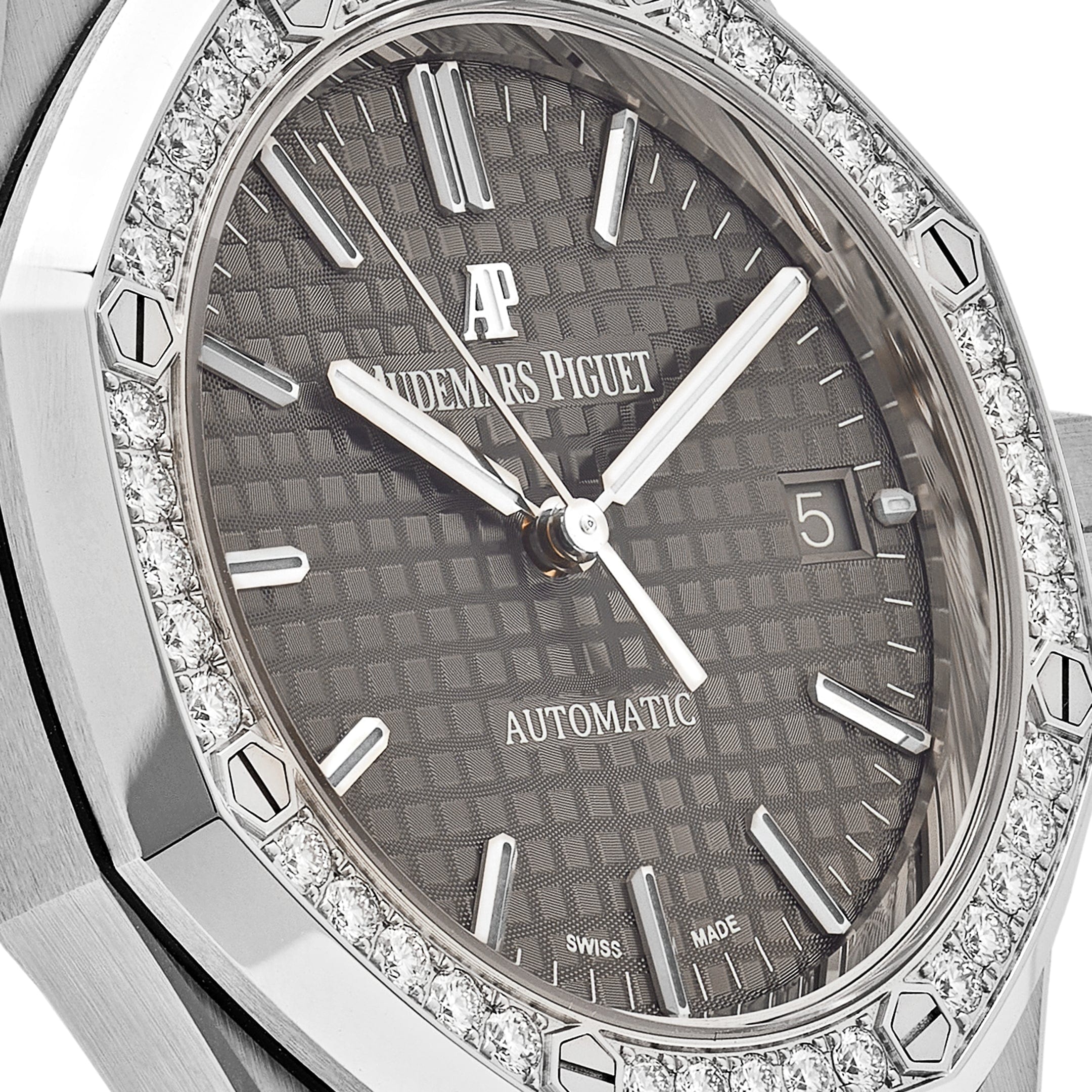 Audemars Piguet Royal Oak 15451ST.ZZ.1256ST.02 Stainless Steel Grey Dial Diamond Bezel - Image 5