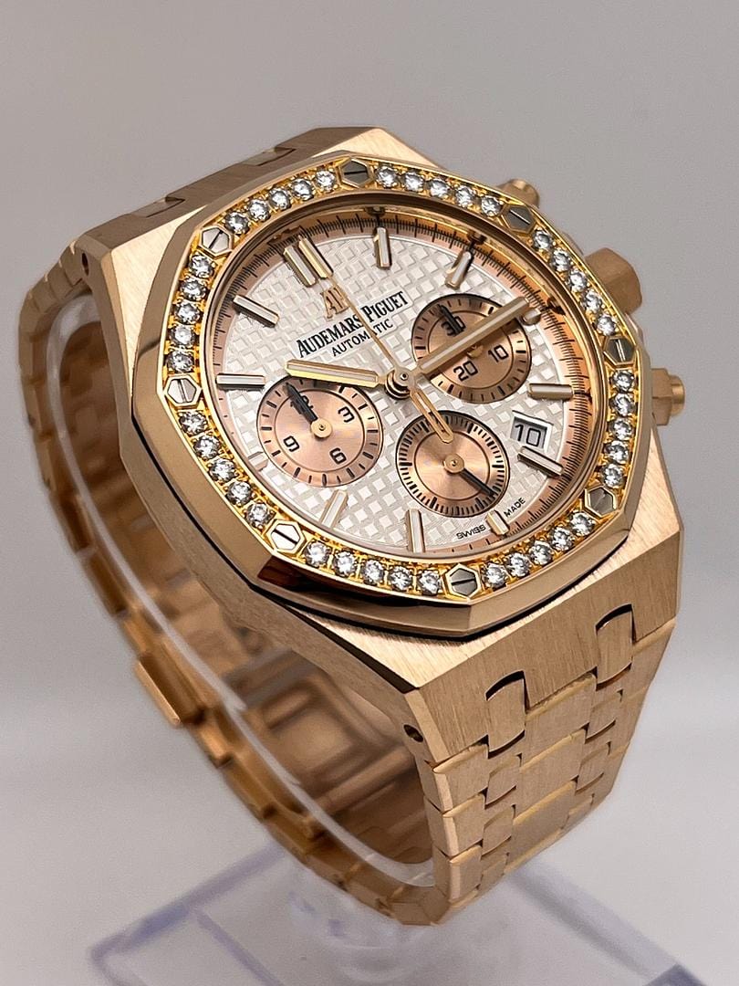 Audemars Piguet Royal Oak 26315OR.ZZ.1256OR.01 Chronograph Rose Gold Silver Dial Diamond Bezel (2021) - Image 5
