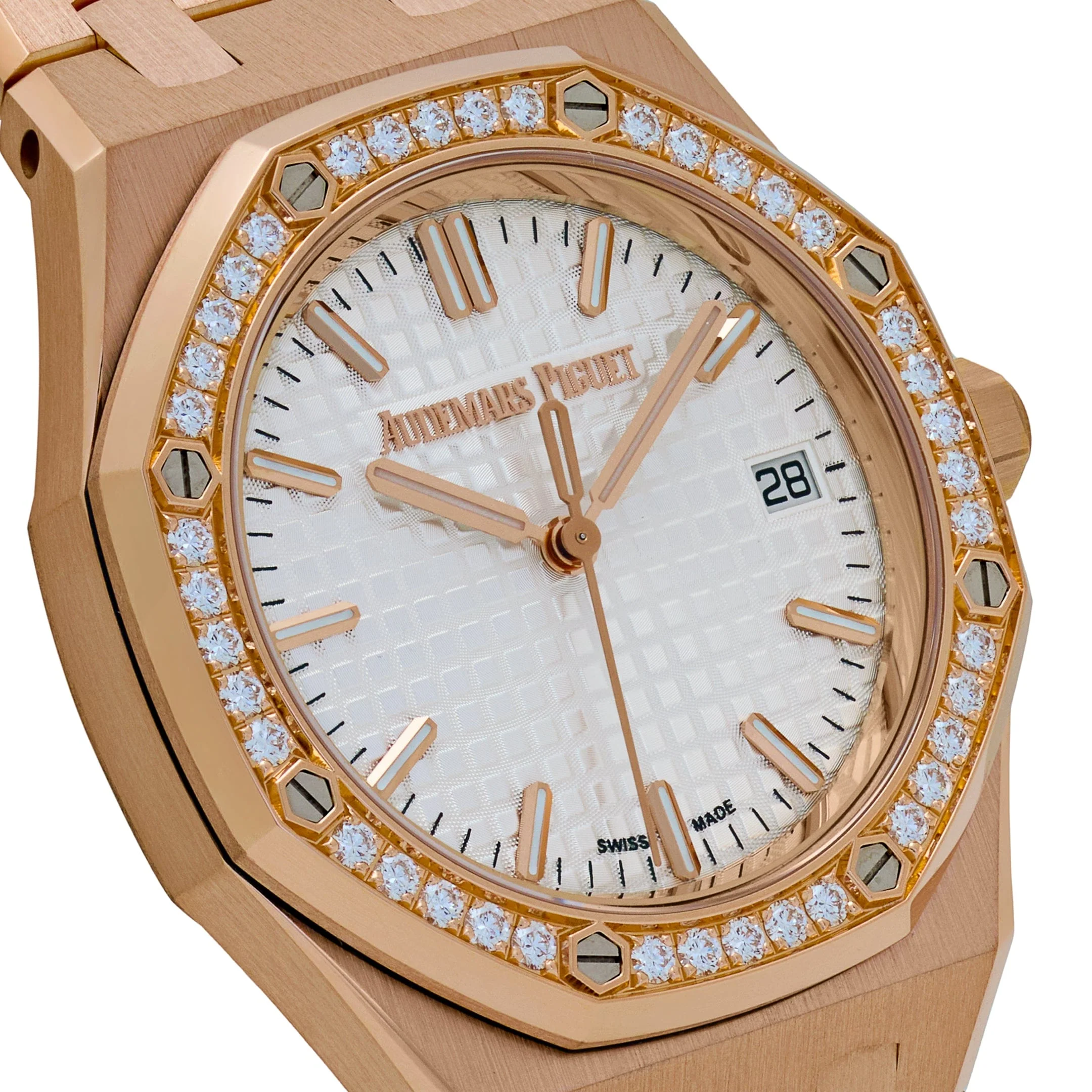 Audemars Piguet Royal Oak 77451OR.ZZ.1361OR.03 'Ladies' Rose Gold Silver Dial Diamond Bezel - Image 5