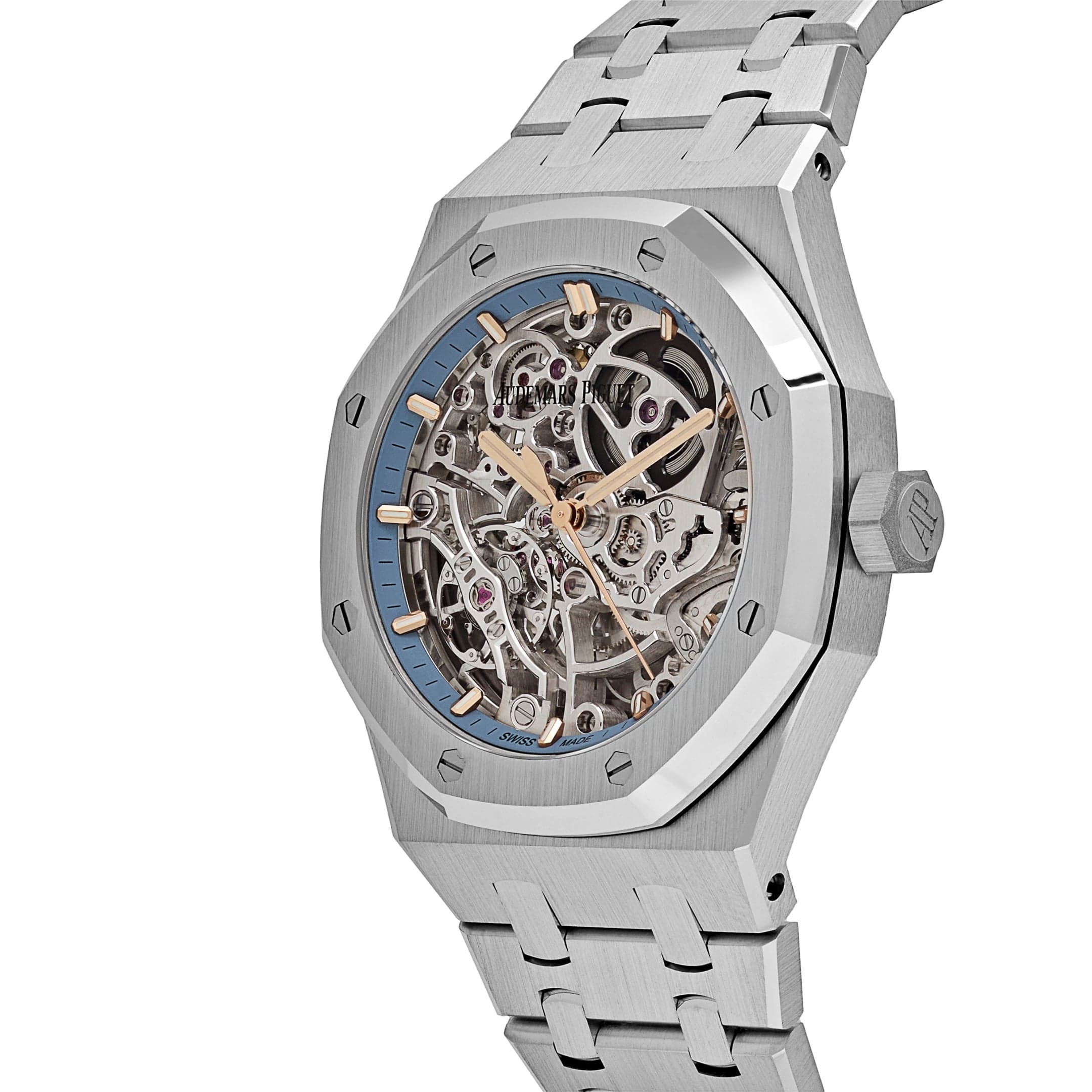 Audemars Piguet Royal Oak Openworked 15467BC.OO.1256BC.01 Double Balance Wheel White Gold Light-Blue Inner Bezel - Image 3