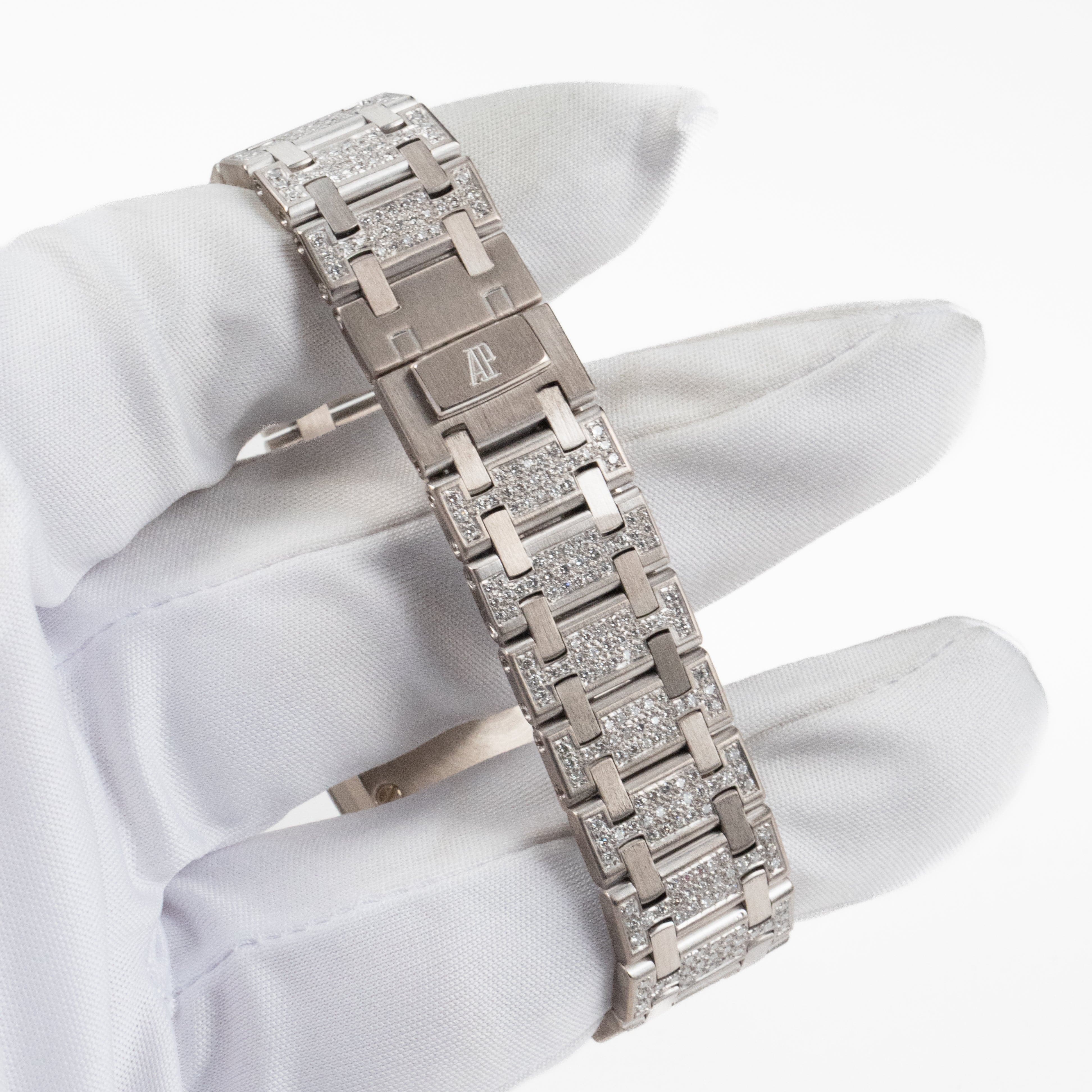 Audemars Piguet Royal Oak 14587BC 'Ladies' White Gold Diamond Emerald Set Dial Quartz (1995) - Image 13