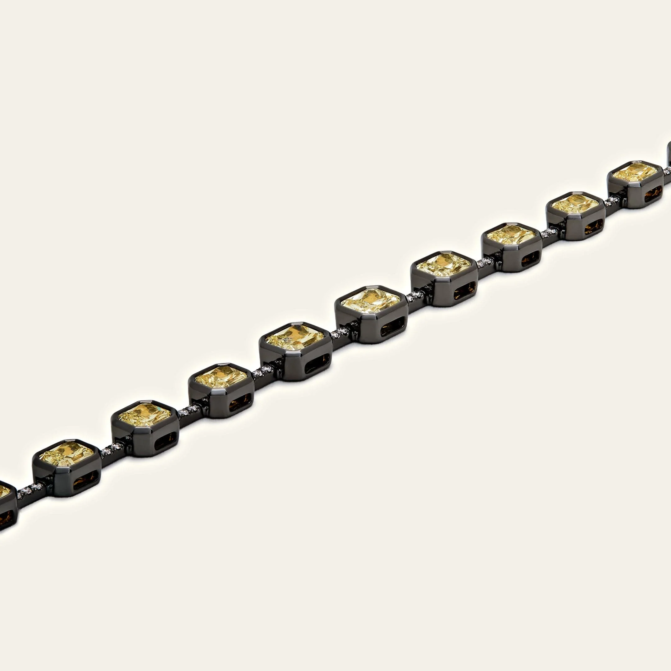 Black Enamel Knife Edge Yellow Diamond Bracelet - Image 3