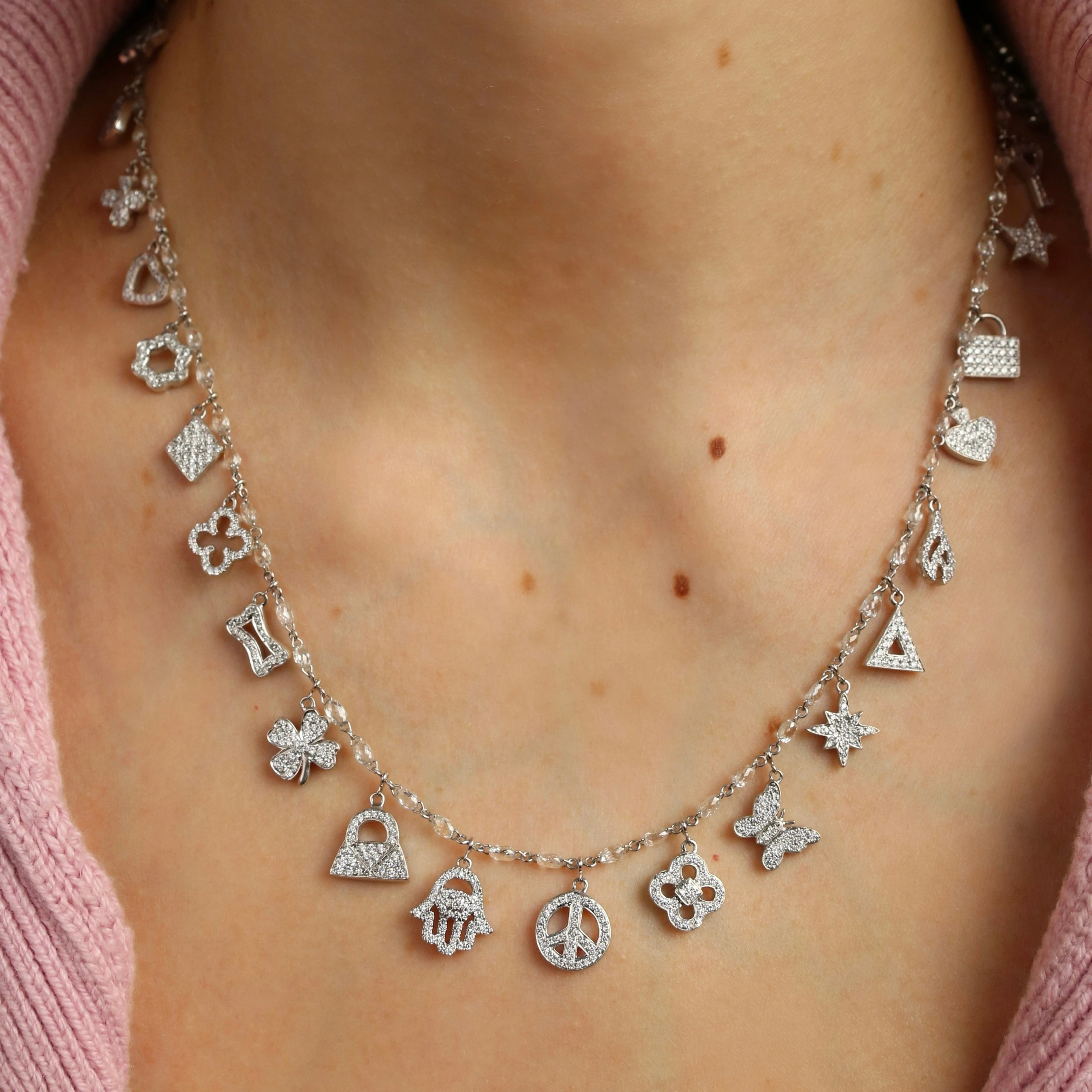Briolette Diamond Charm Necklace - Image 2