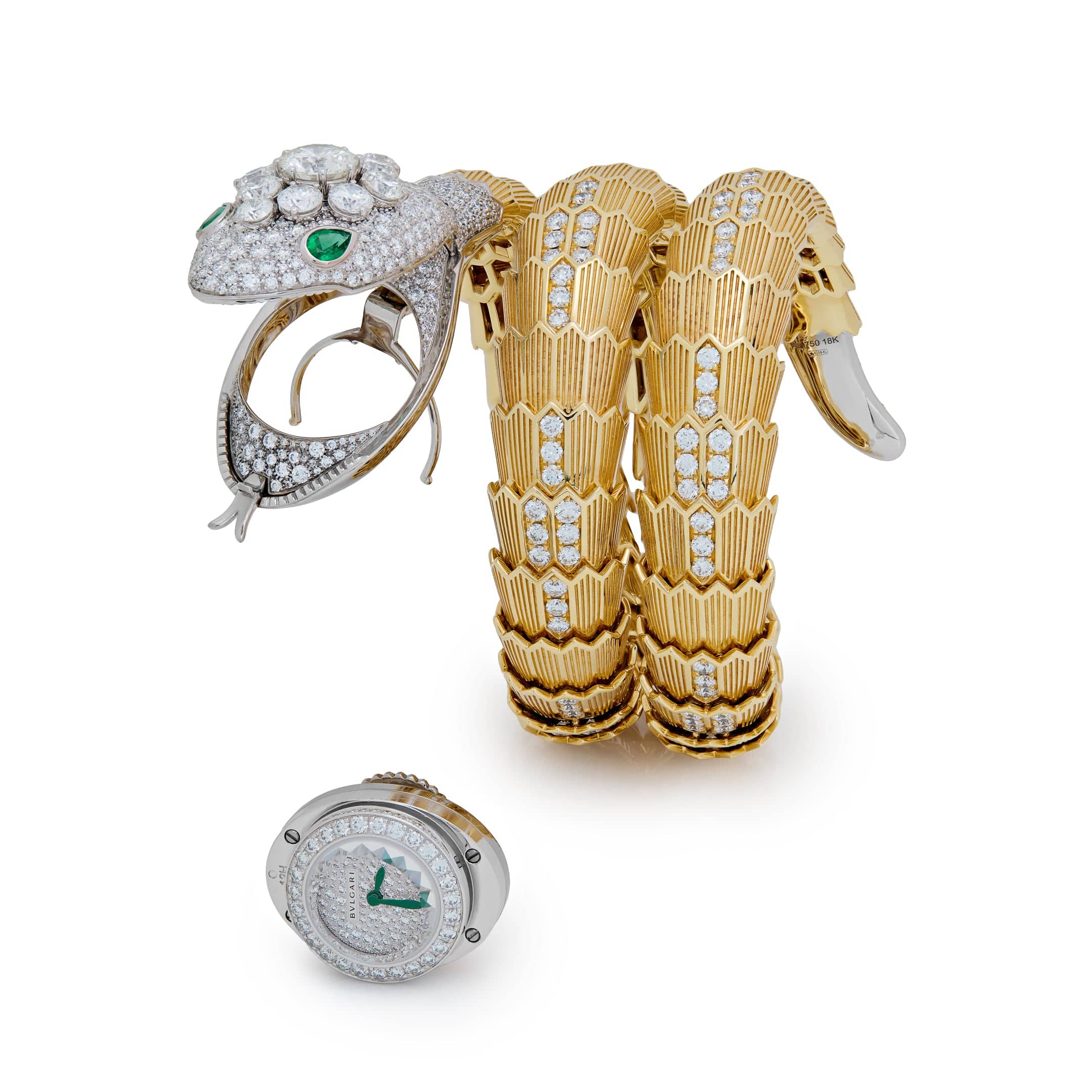 BVLGARI Serpenti 103561 Misteriosi High Jewellery Secret Watch White Gold Yellow Gold Diamonds Emeralds (2024) - Image 4