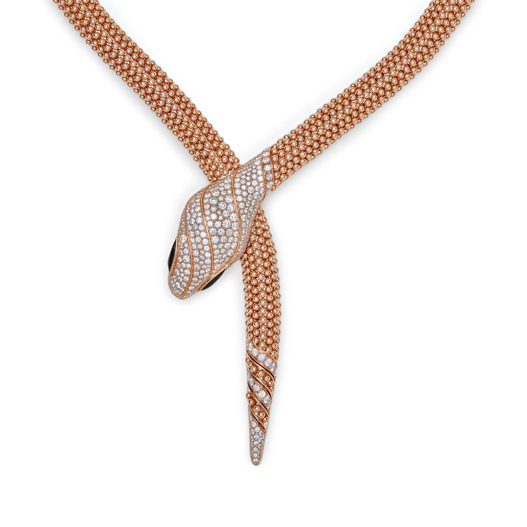 BVLGARI Pallini Serpenti Necklace Rose Gold Diamonds and Black Onyx 358434 - Image 3