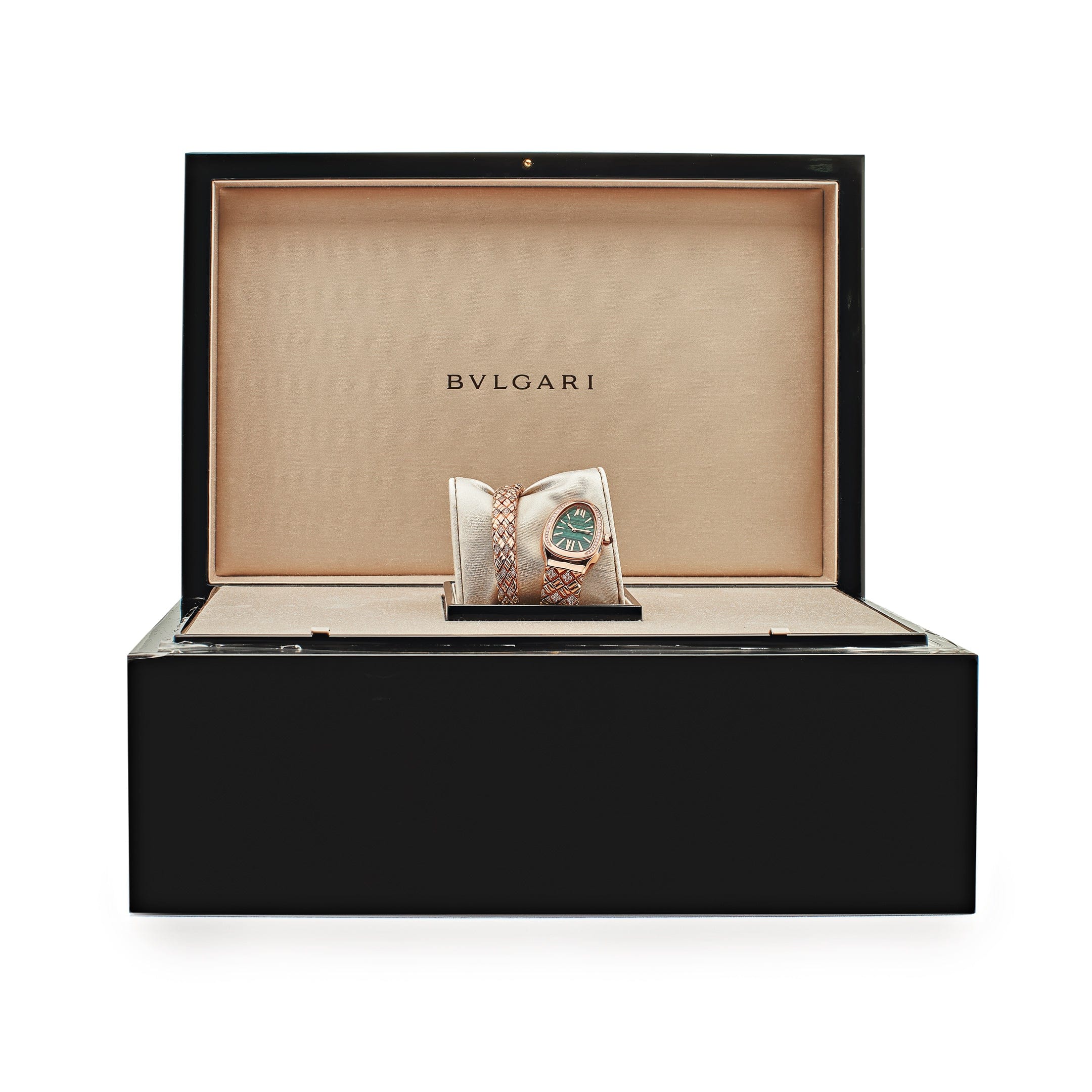 BVLGARI Serpenti Spiga Watch 103626 Rose Gold Malachite Dial Diamond - Image 5