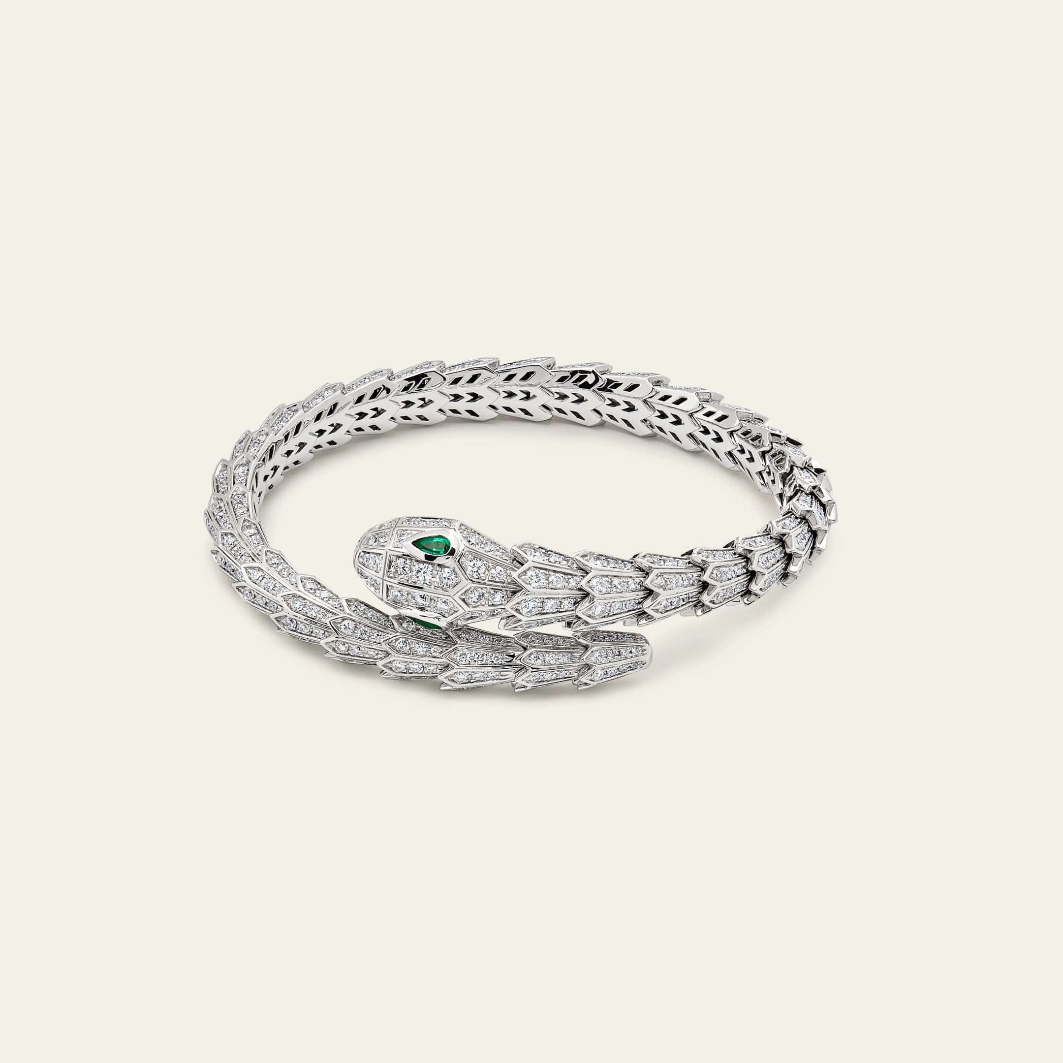 Bvlgari Serpenti White Gold Diamond and Emerald Bracelet 356903 - Image 3