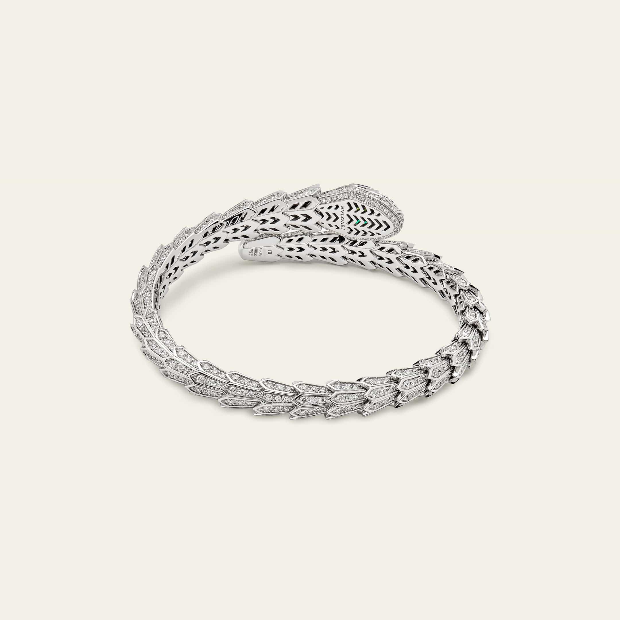 Bvlgari Serpenti White Gold Diamond and Emerald Bracelet 356903 - Image 4