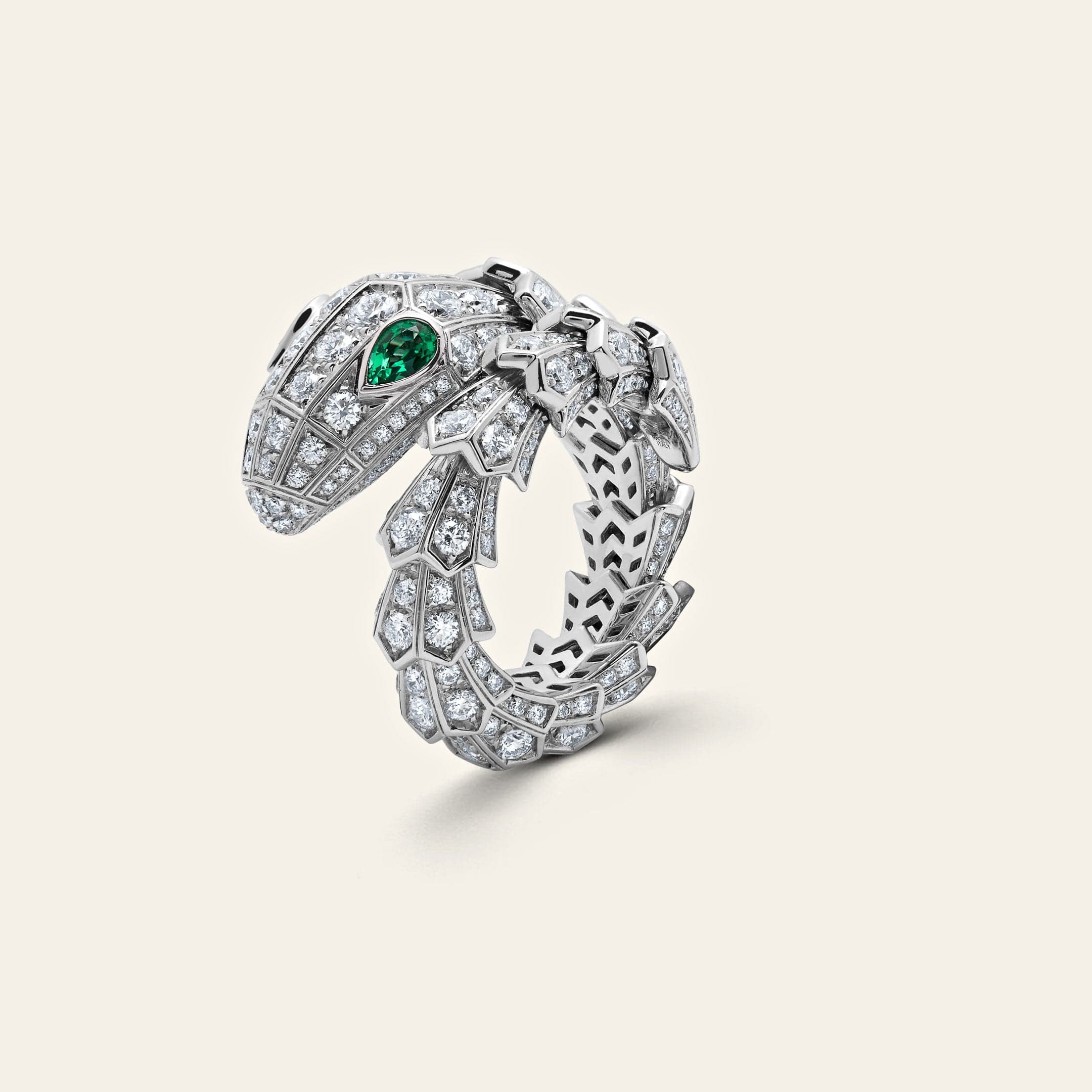 BVLGARI Serpenti Viper Ring White Gold Pavé Diamond 354697 - Image 3