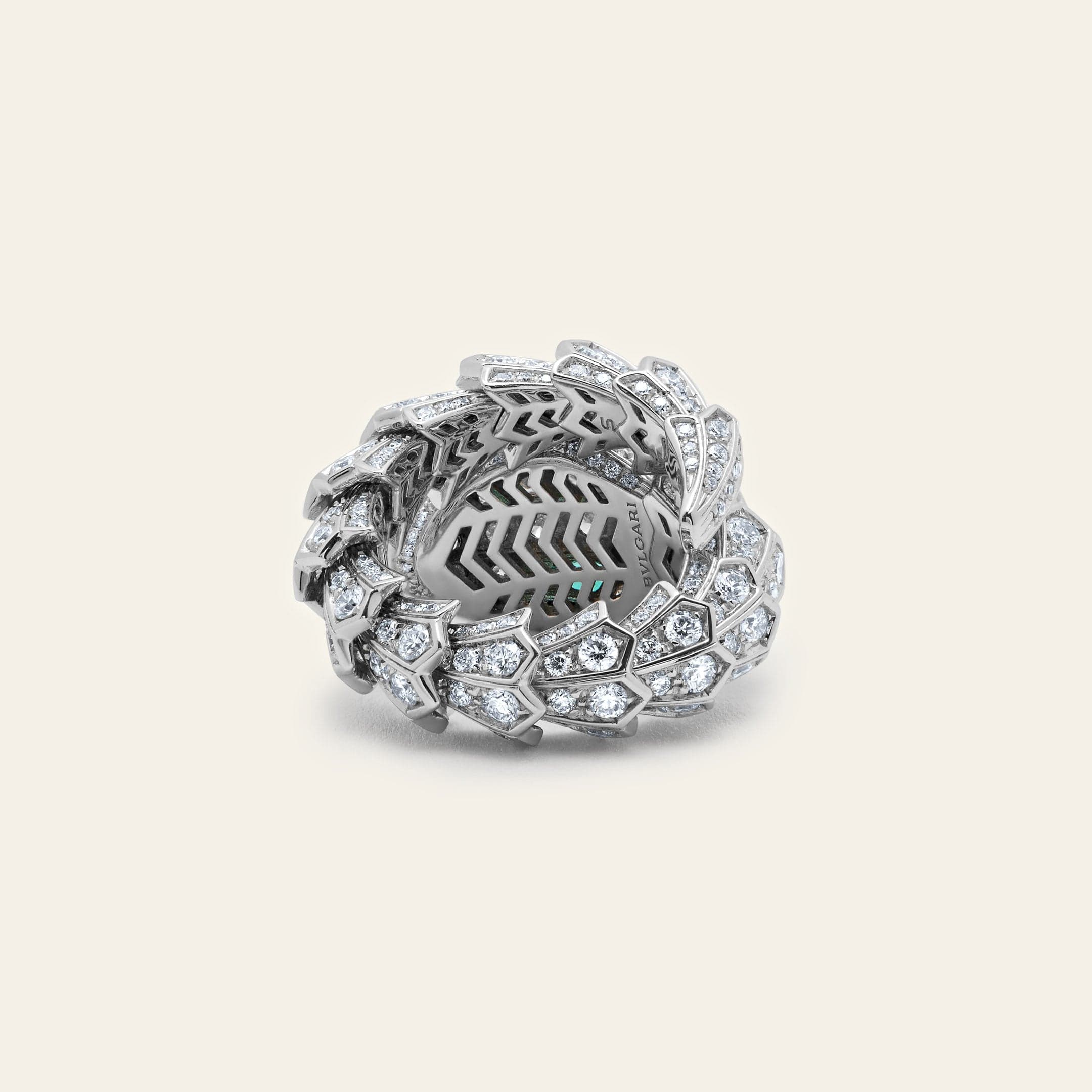 BVLGARI Serpenti Viper Ring White Gold Pavé Diamond 354697 - Image 4
