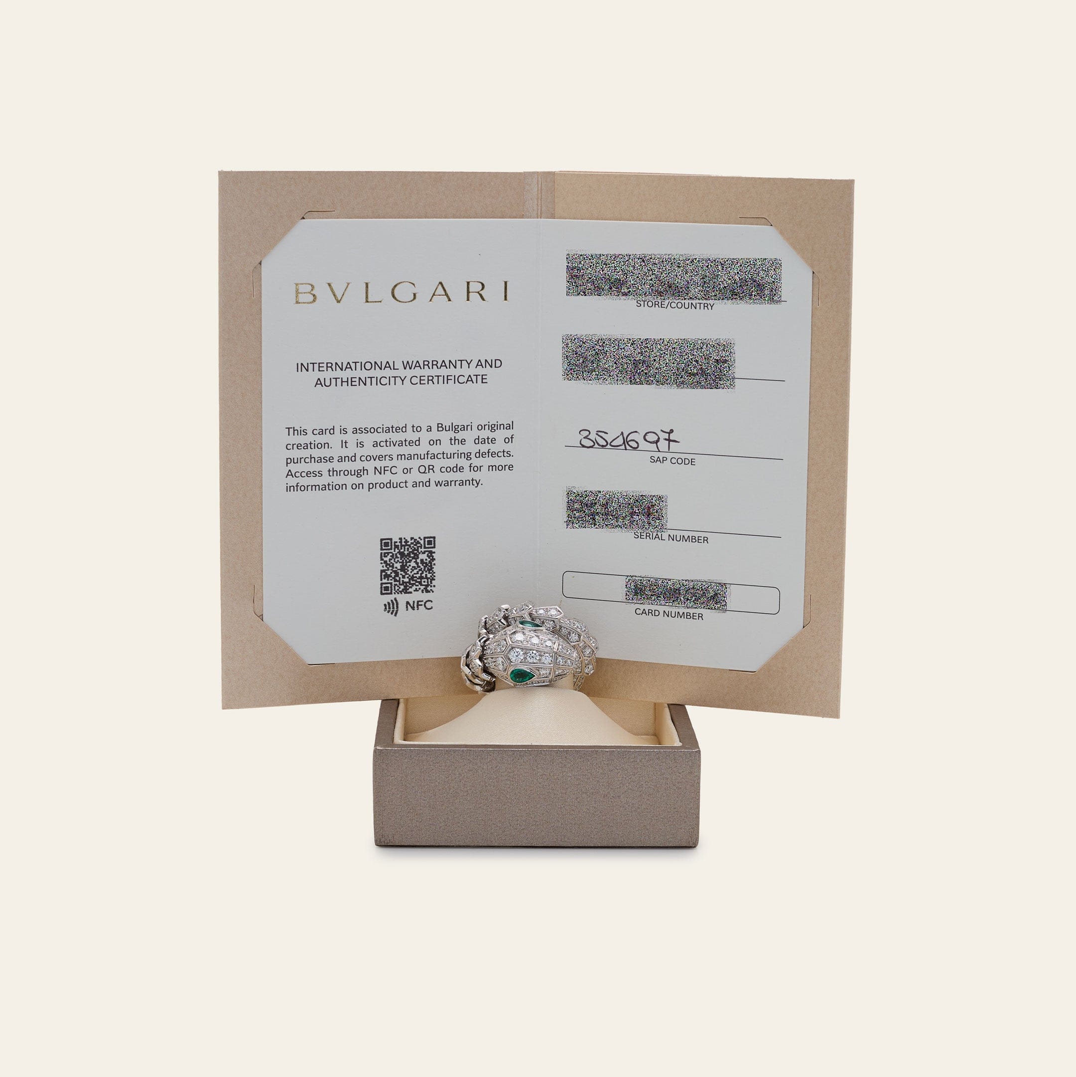 BVLGARI Serpenti Viper Ring White Gold Pavé Diamond 354697 - Image 5
