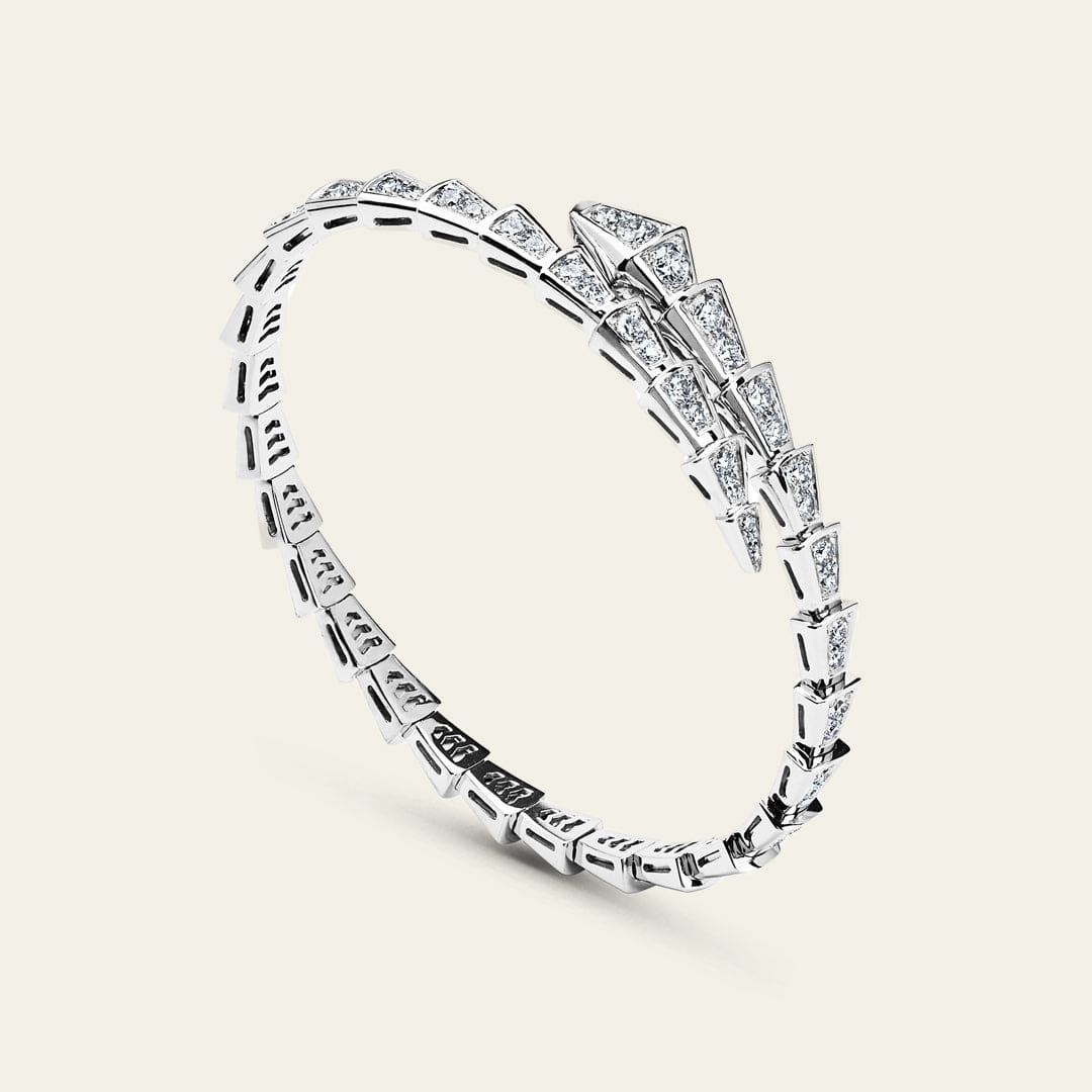 BVLGARI Serpenti Viper Slim Bracelet White Gold Full Pavé Diamonds 351845