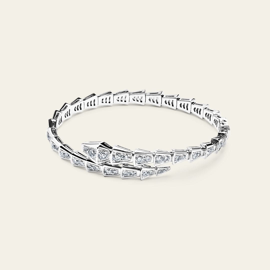 BVLGARI Serpenti Viper Slim Bracelet White Gold Full Pavé Diamonds 351845 - Image 3