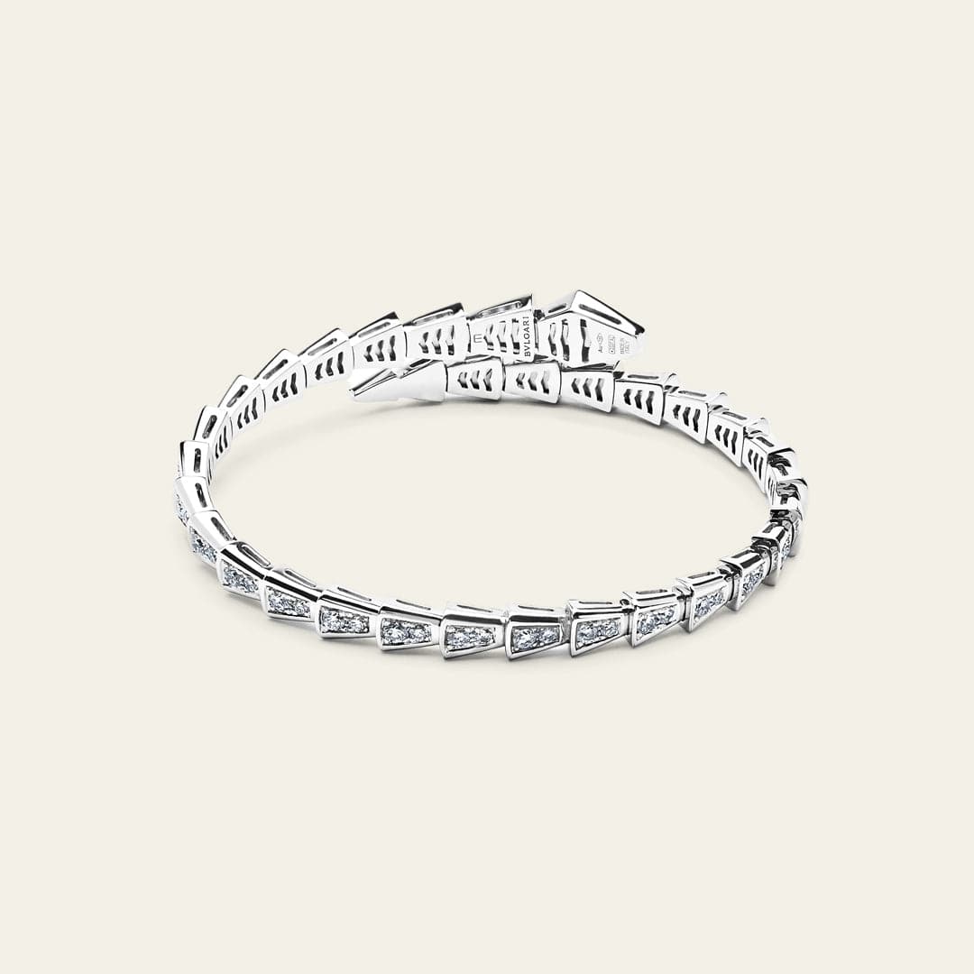 BVLGARI Serpenti Viper Slim Bracelet White Gold Full Pavé Diamonds 351845 - Image 4