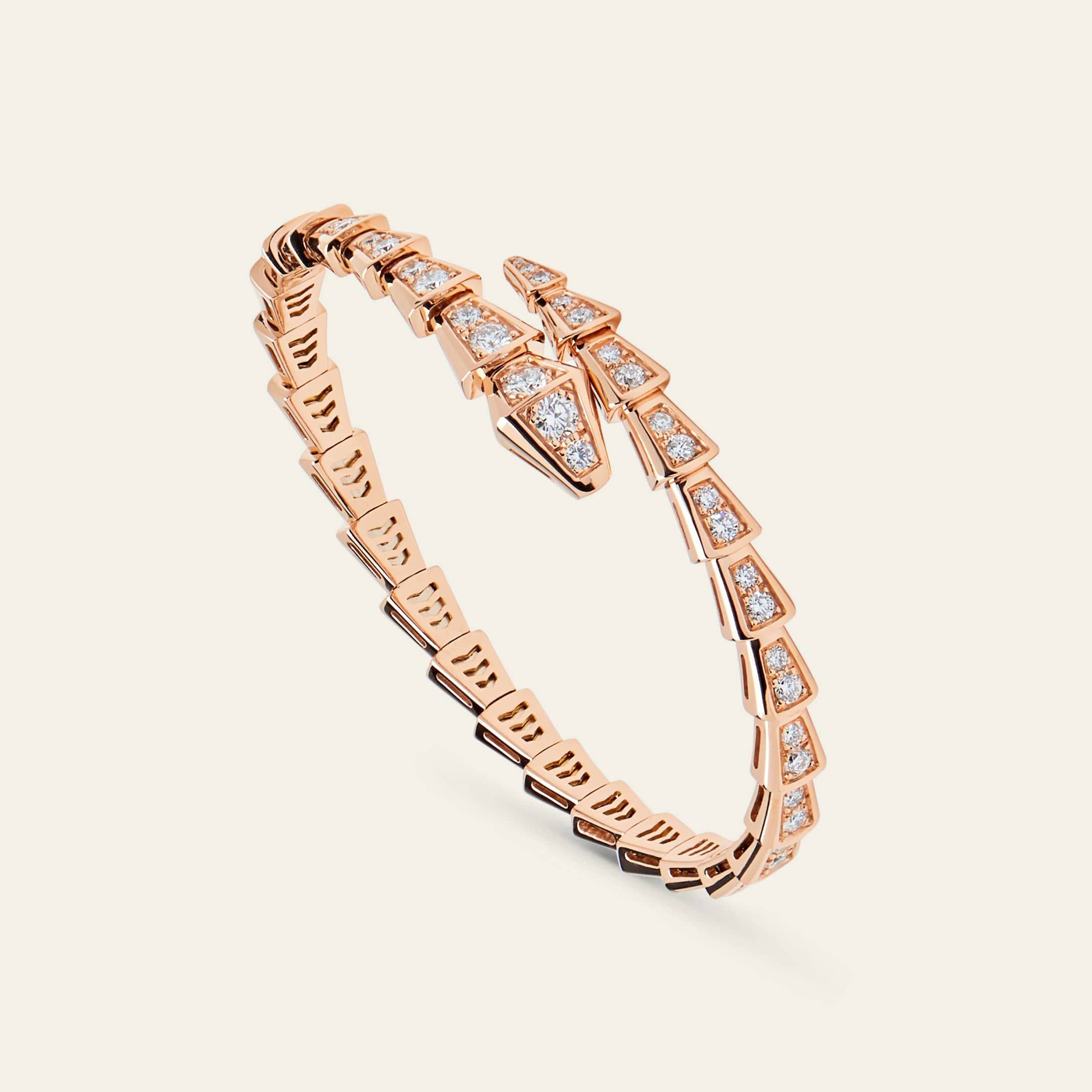 BVLGARI Serpenti Viper Thin Bracelet Rose Gold Full Pavé Diamonds 353792 - Image 3