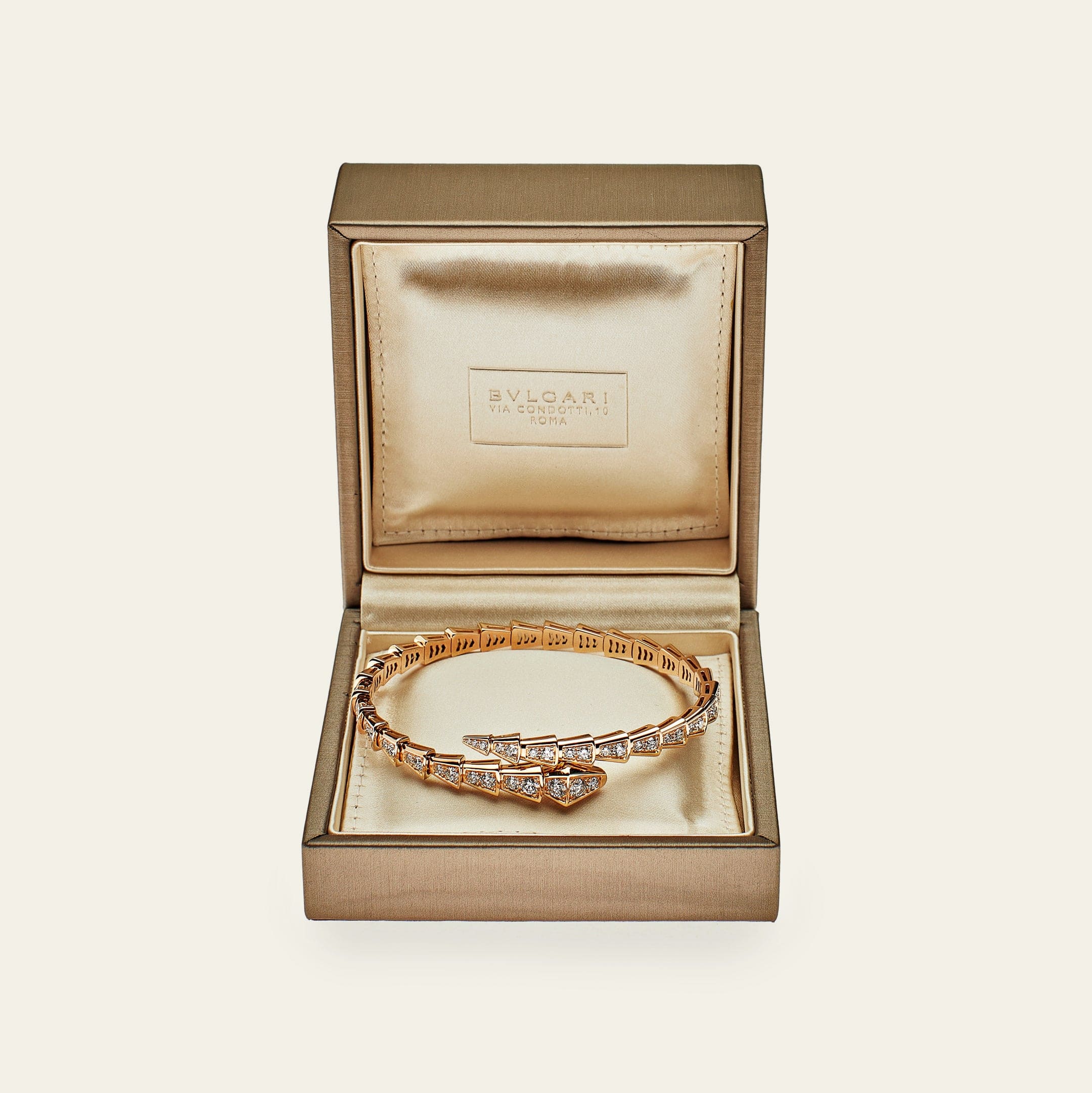 BVLGARI Serpenti Viper Thin Bracelet Rose Gold Full Pavé Diamonds 353792 - Image 4