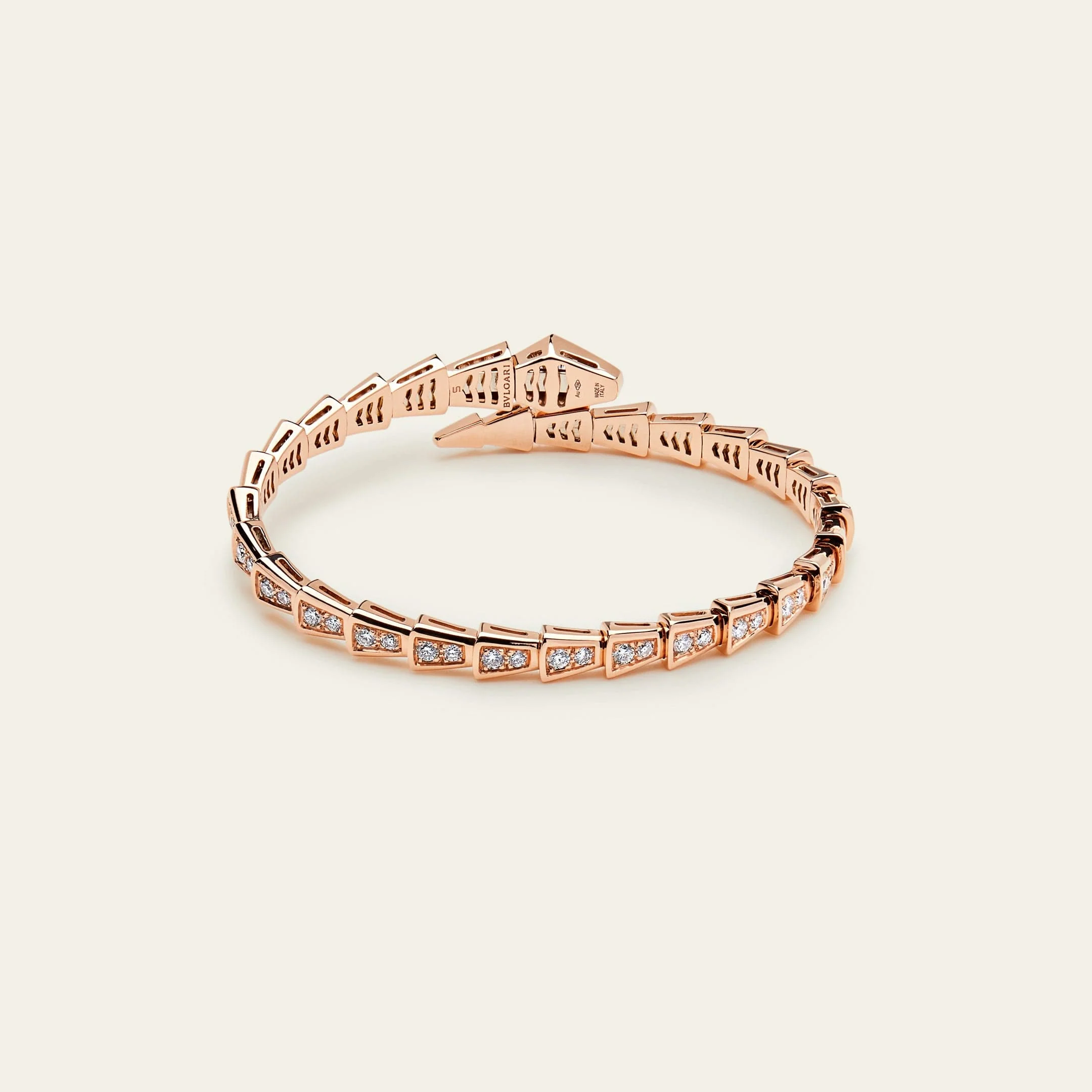 BVLGARI Serpenti Viper Thin Bracelet Rose Gold Full Pavé Diamonds 353792 - Image 5