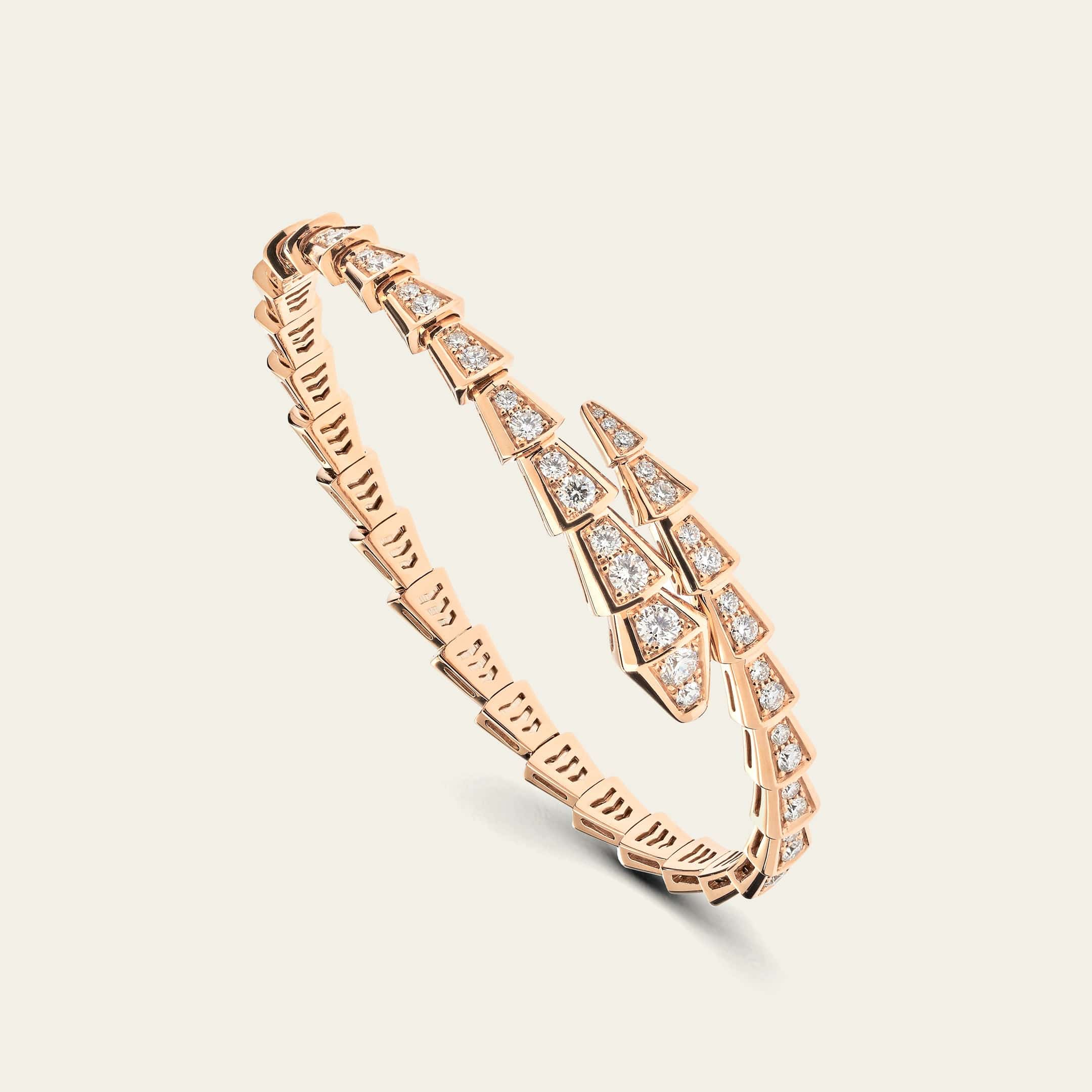BVLGARI Serpenti Viper Thin Bracelet Rose Gold Full Pavé Diamonds 353793 - Image 3