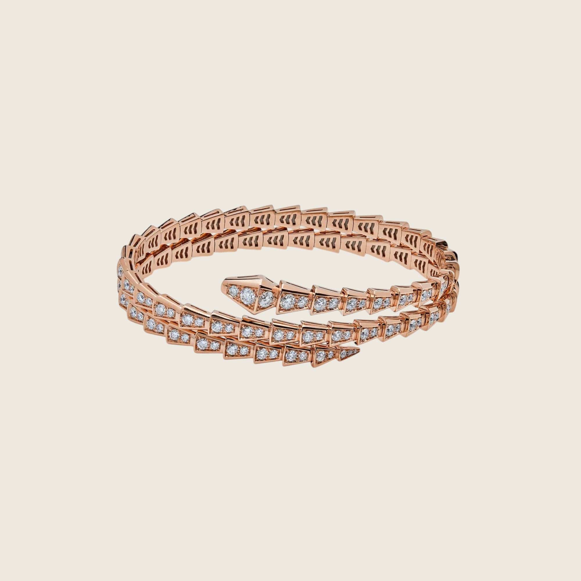BVLGARI Serpenti Viper Two-Coil Rose Gold Full Pavé Diamonds Bracelet 357270 - Image 2