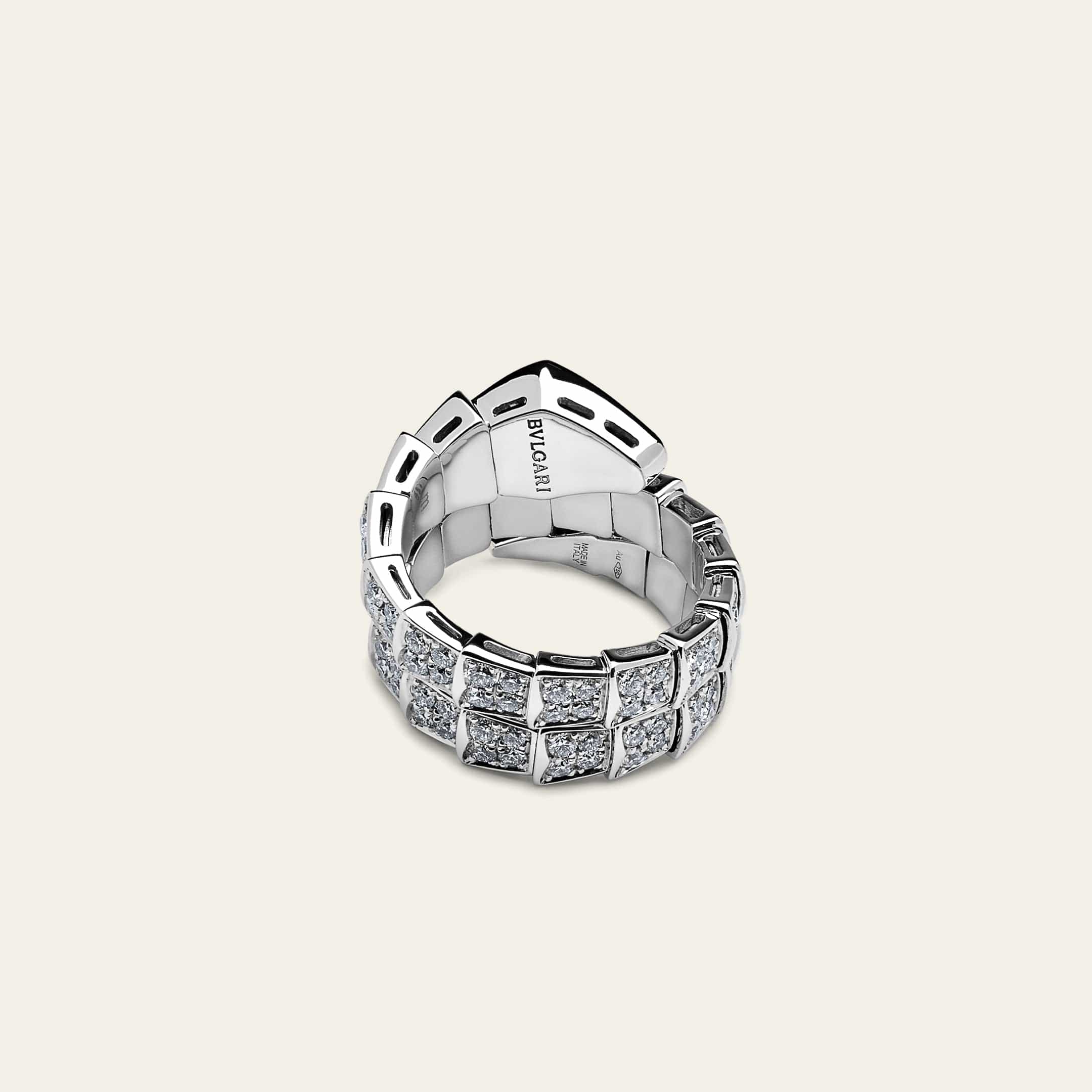 BVLGARI Serpenti Viper Two-Coil Ring White Gold Pavé Diamond 345226 - Image 4