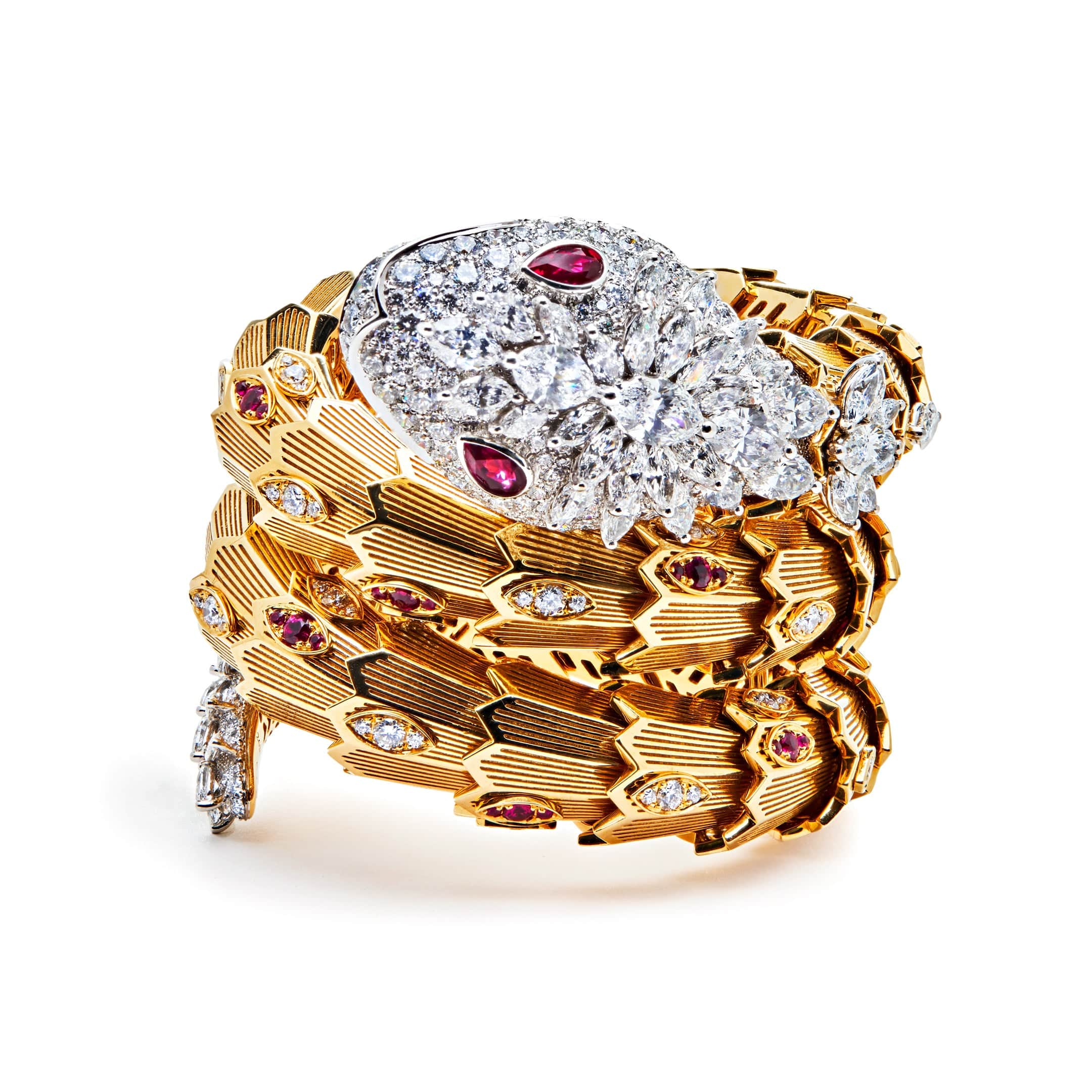 BVLGARI Serpenti Yellow and White Gold Bangle Bracelet 260562 - Image 3
