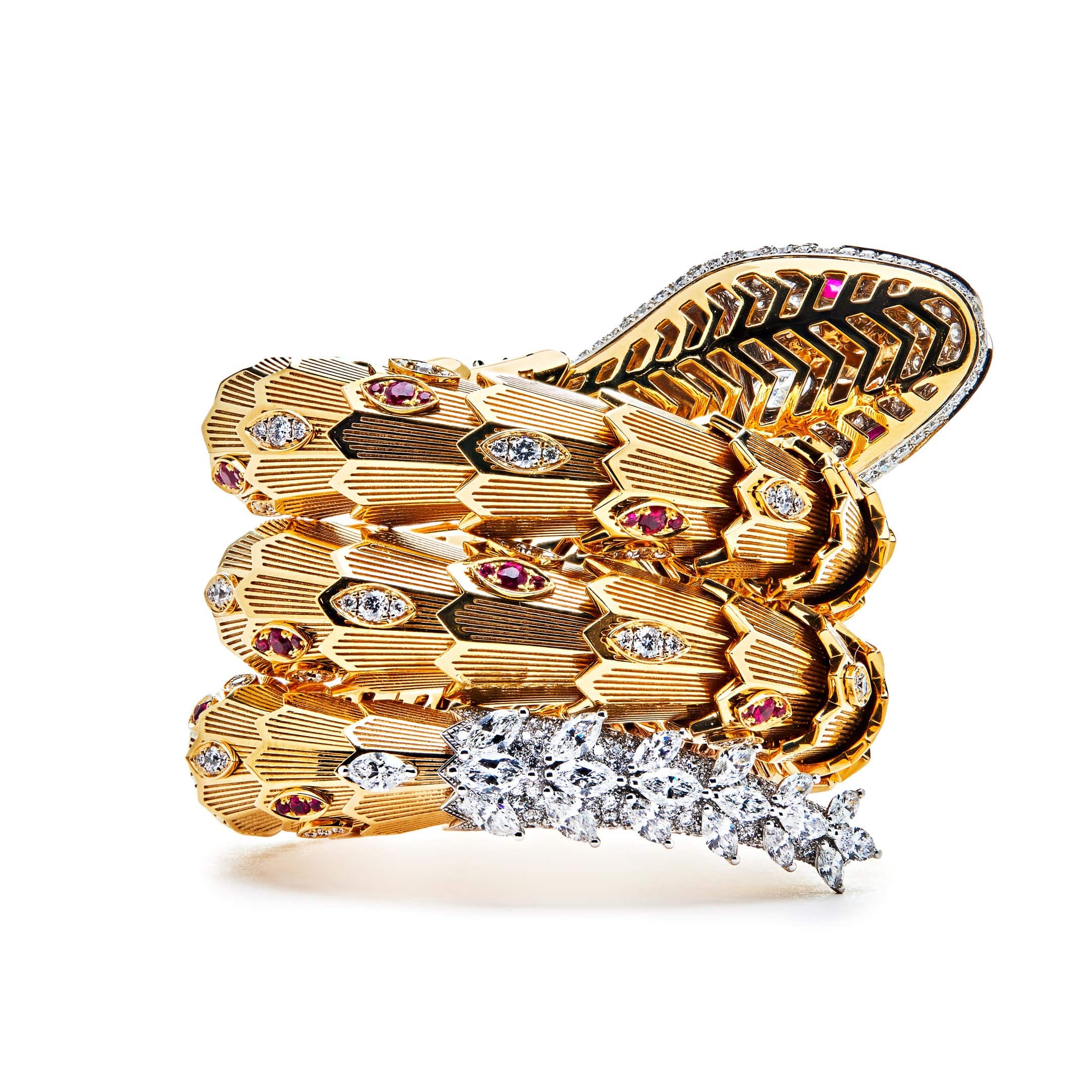 BVLGARI Serpenti Yellow and White Gold Bangle Bracelet 260562 - Image 4